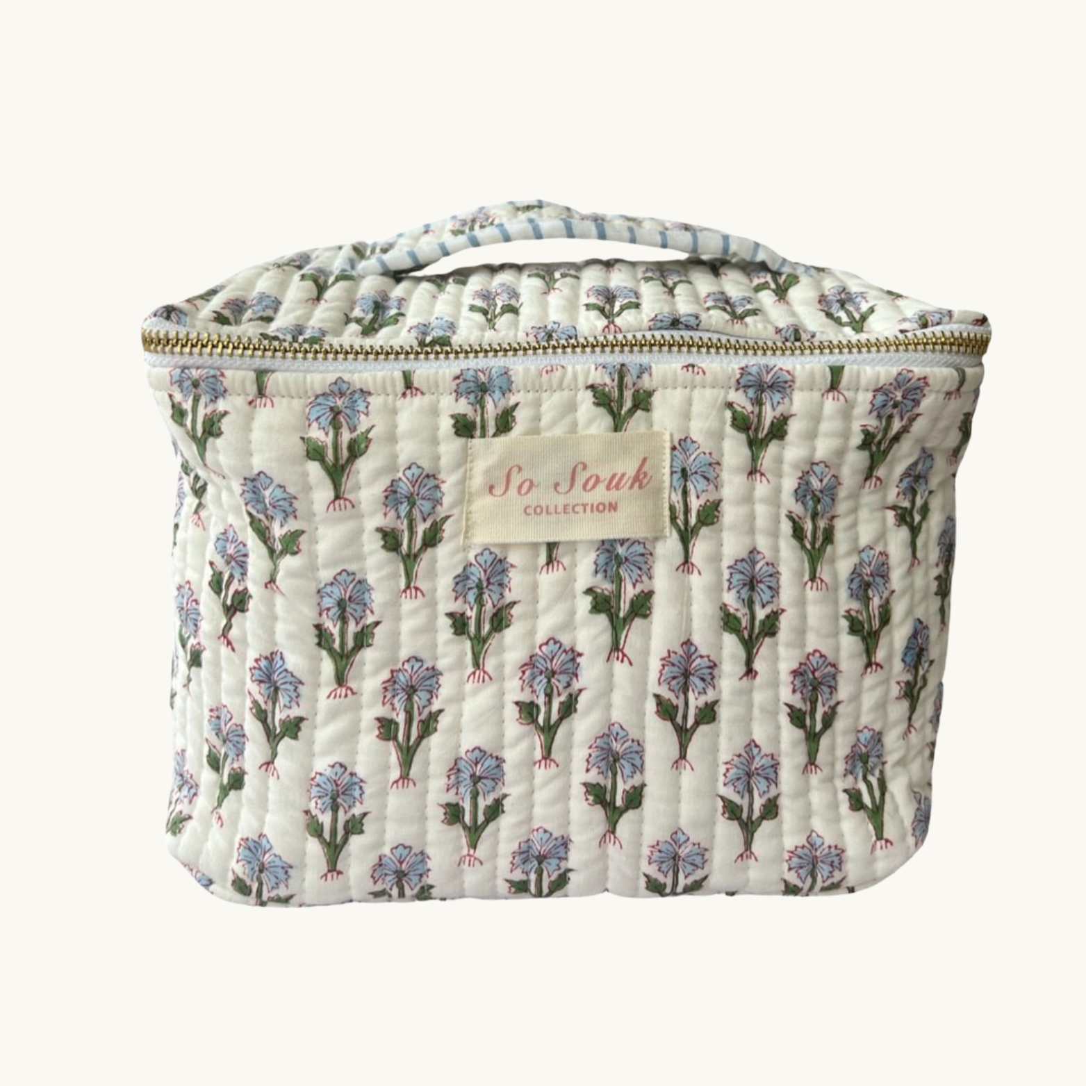 Blue Jemima Handblocked Cosmetic Case