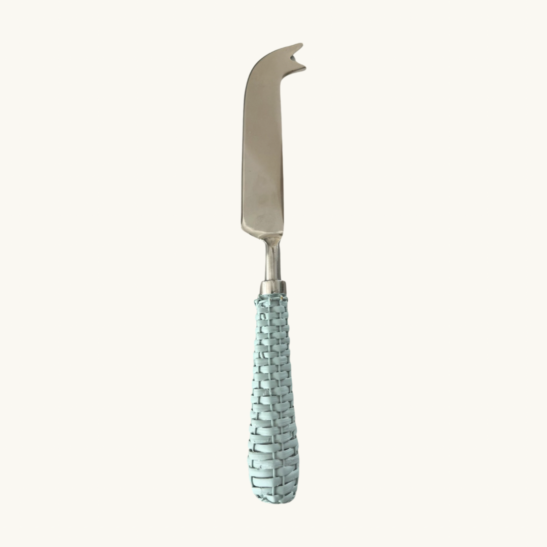 Pale Blue Rattan Cheese Knife