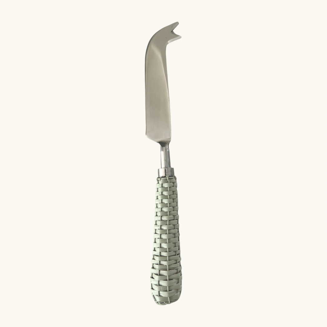 Pale Sage Rattan Cheese Knife