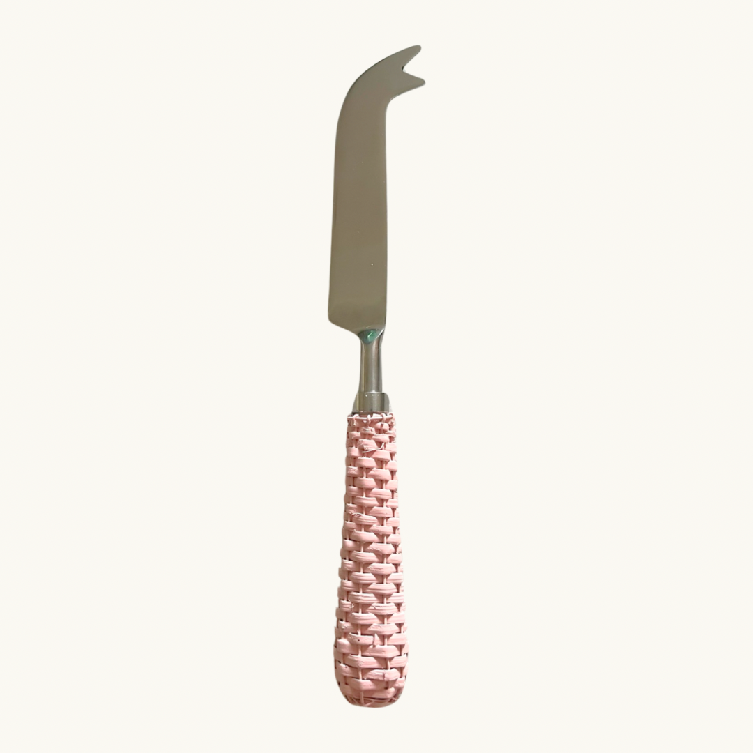 Pale Pink Rattan Cheese Knife