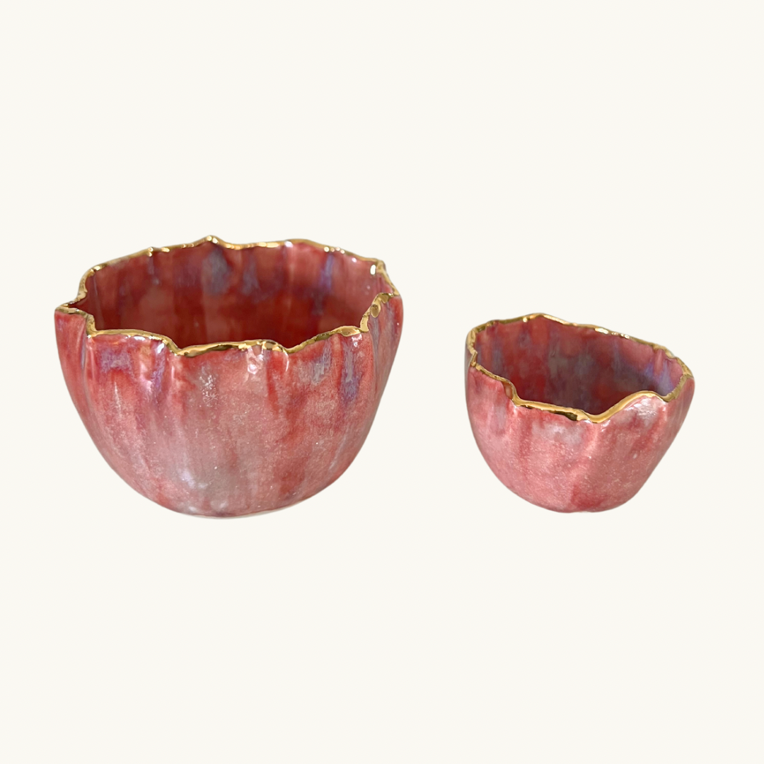 Mottled Rosy Pinch Pot Set