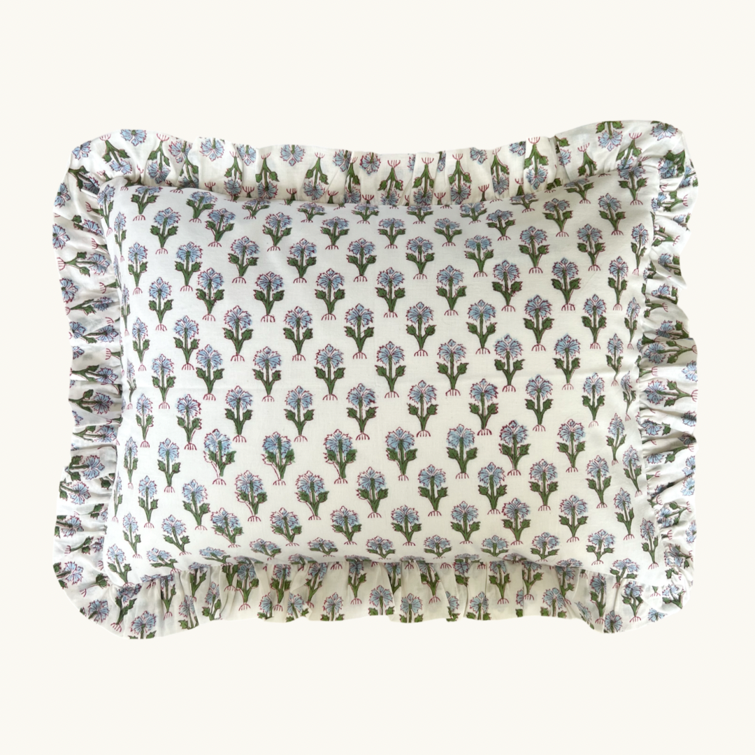 Blue Jemima Frilled Cushion