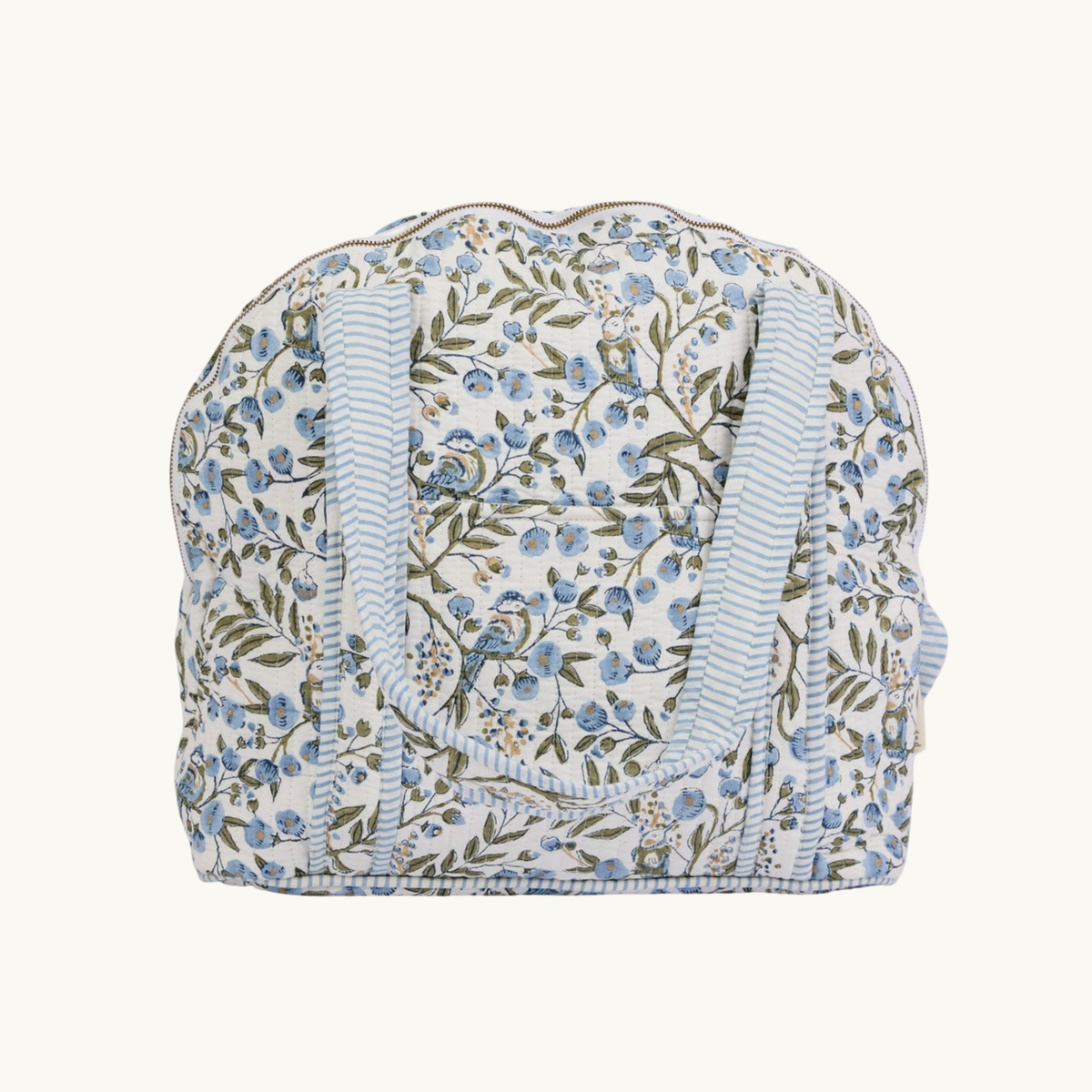 Blue Songbird Quilted Shopping Tote