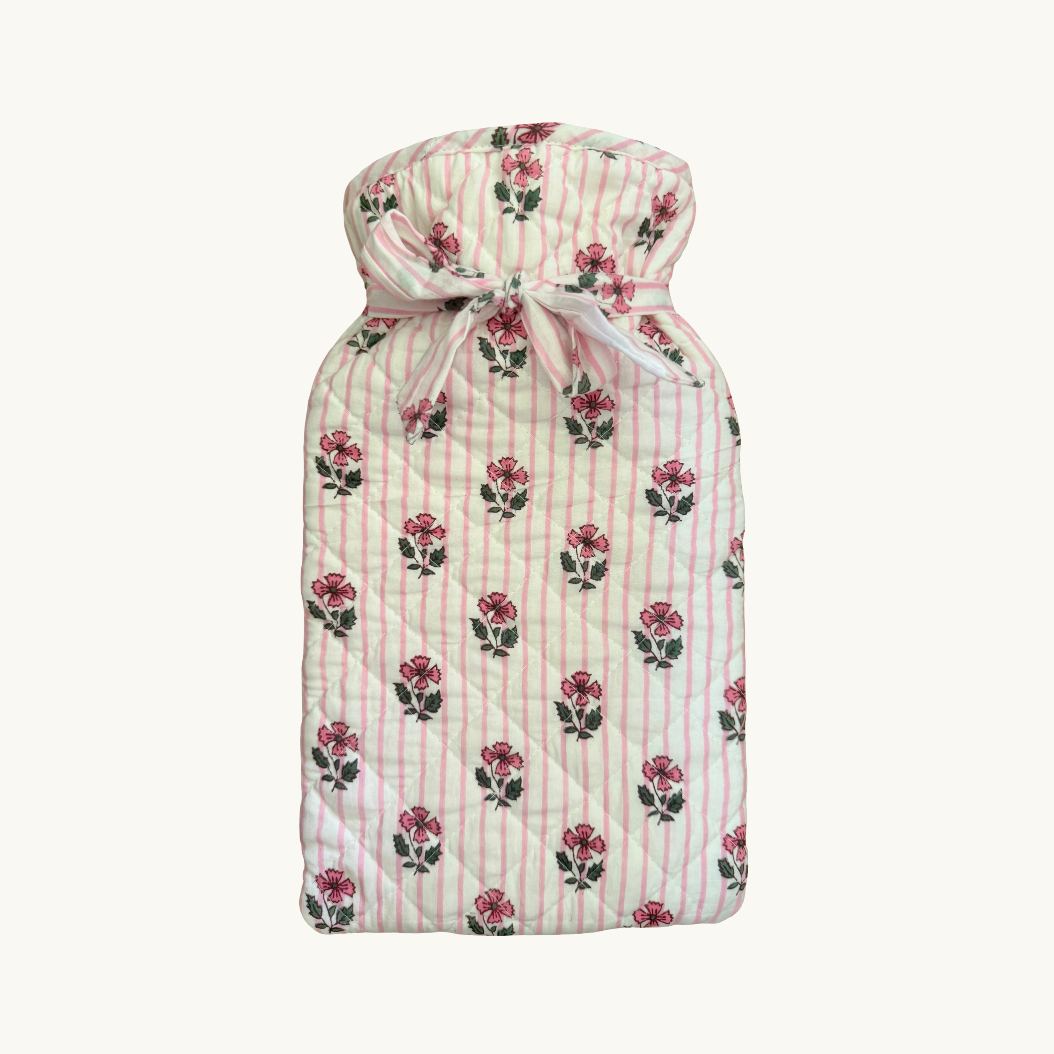 Pink Striped Bloom Hot Water Bottle