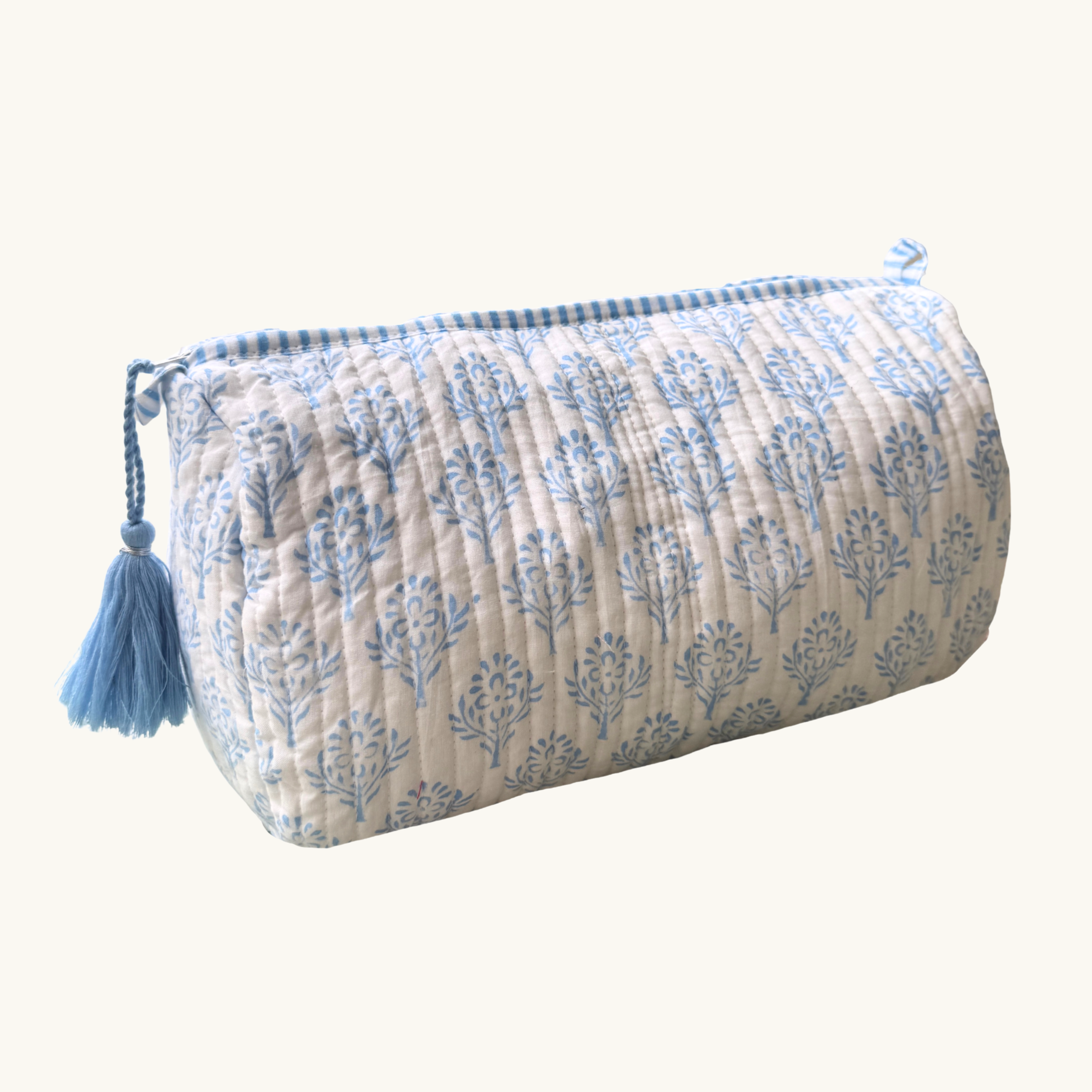 Blue Sprig Handblocked Wash Bag
