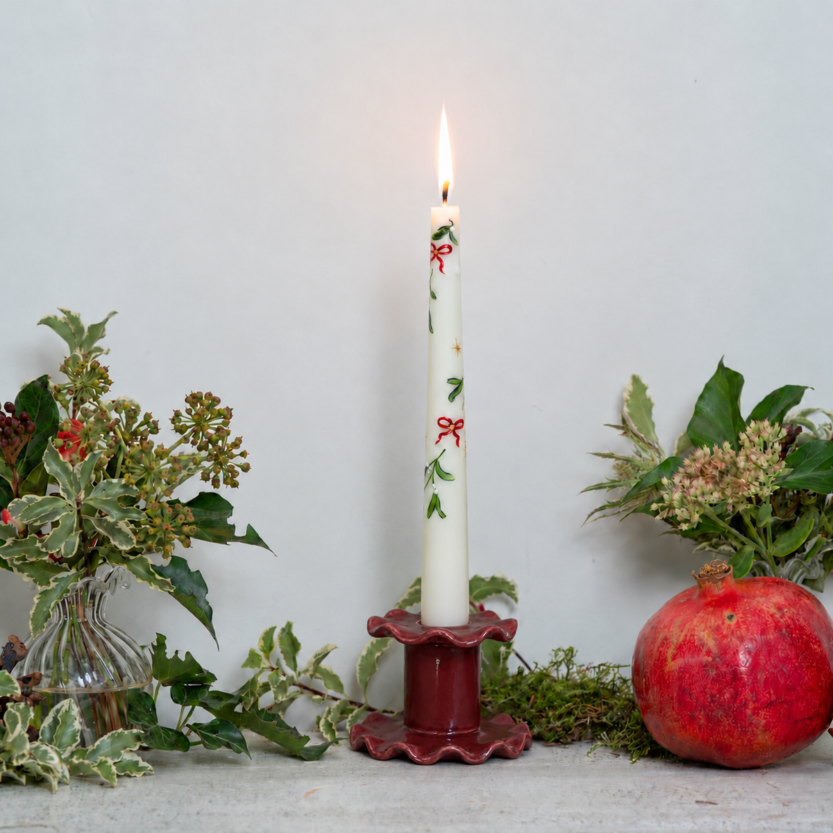 Burgundy Frill Candlestick (Small)