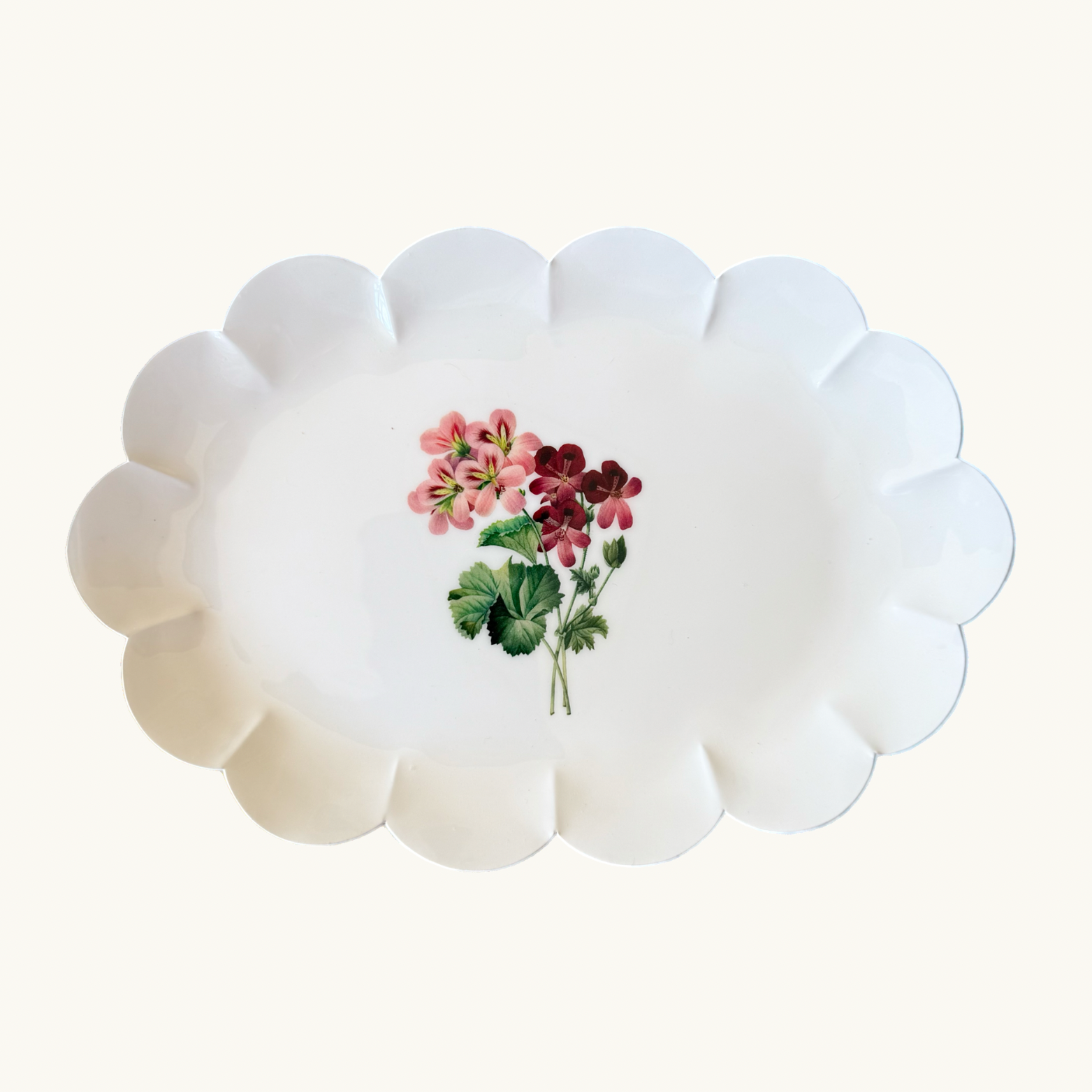 Geranium Long Scalloped Trinket Dish