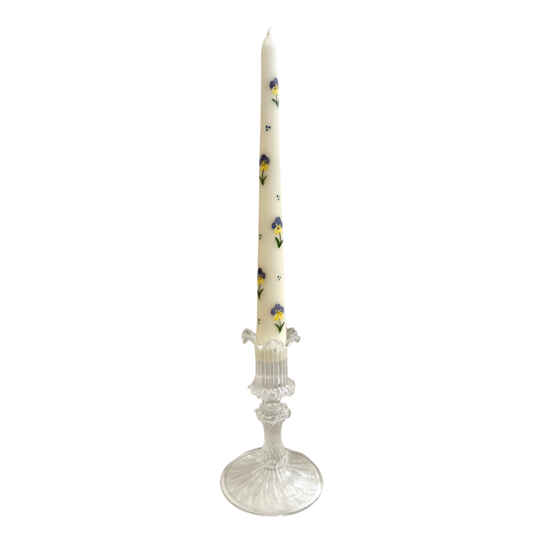 Clear Frilled Glass Candlestick