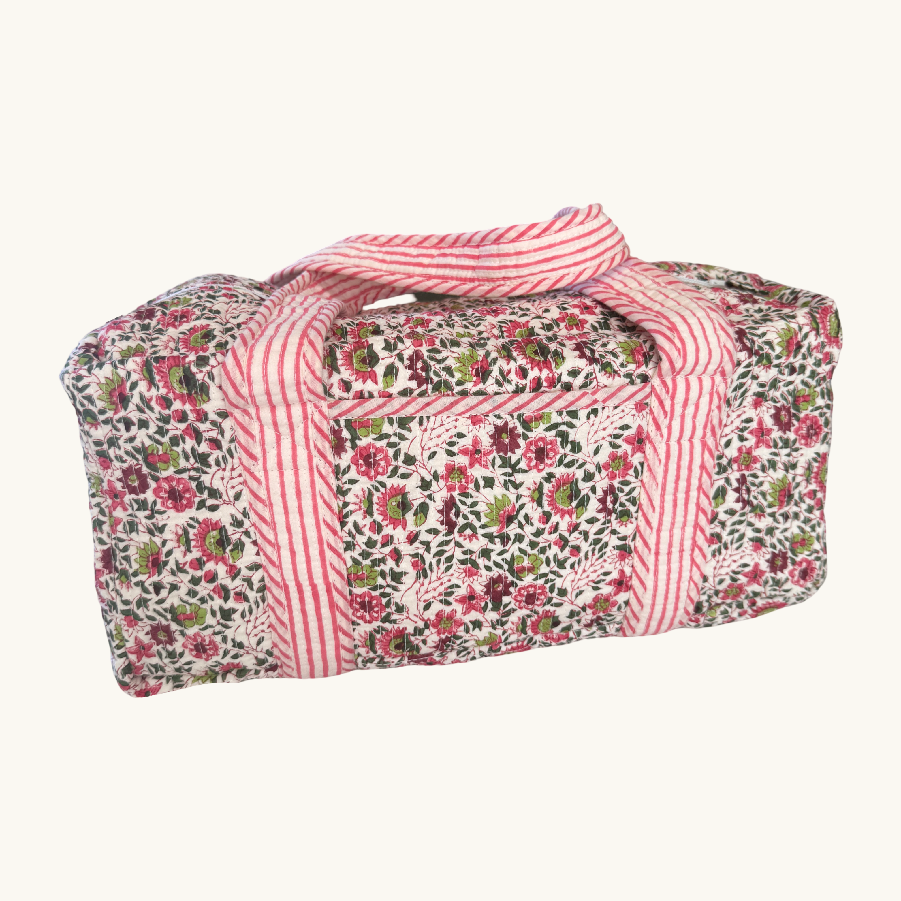 Mini Pink Flora Handblocked Weekend Bag