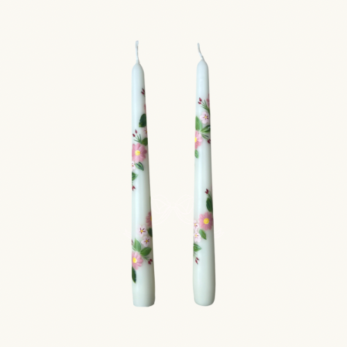 Pink Aster Handpainted Candle (Single)