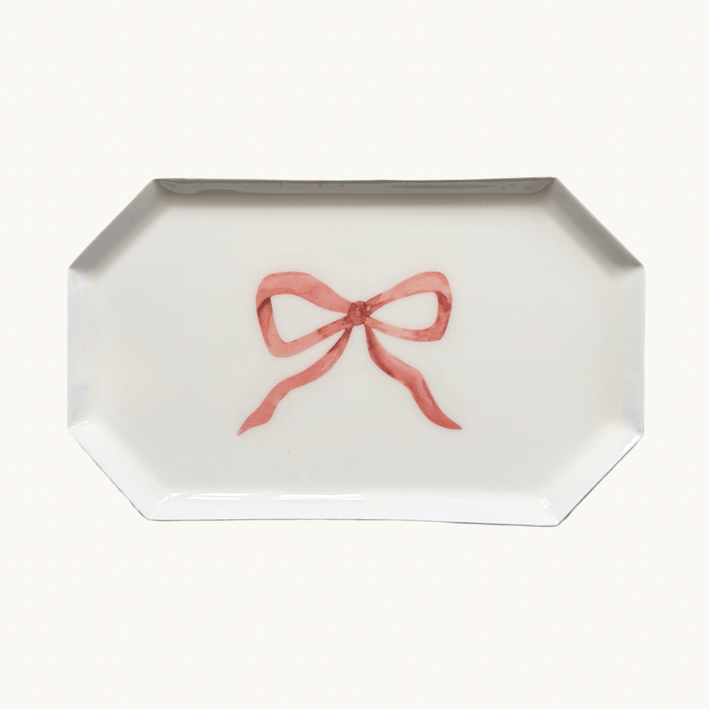 Pink Bow Long Trinket Dish