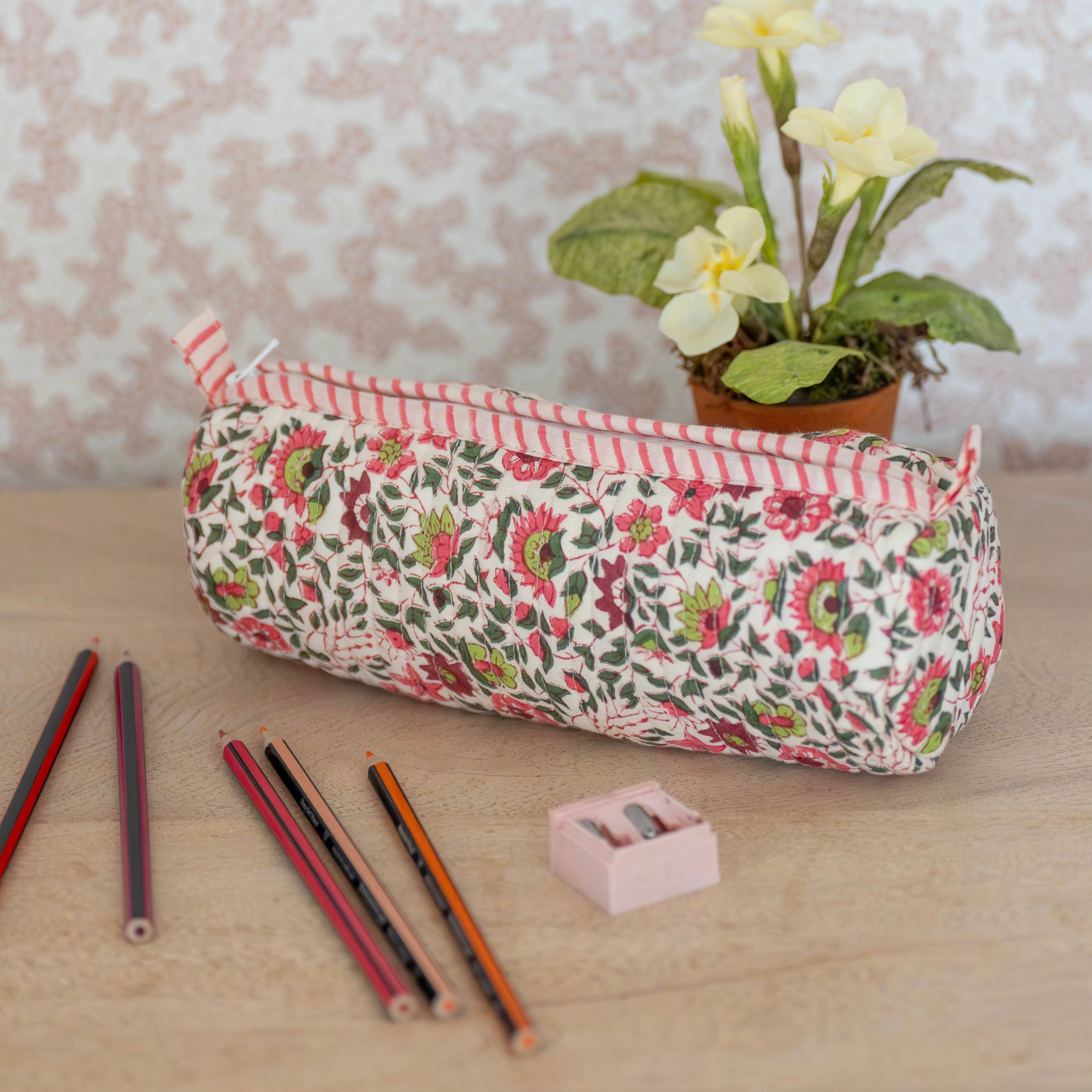 Pink Flora Pencil Case