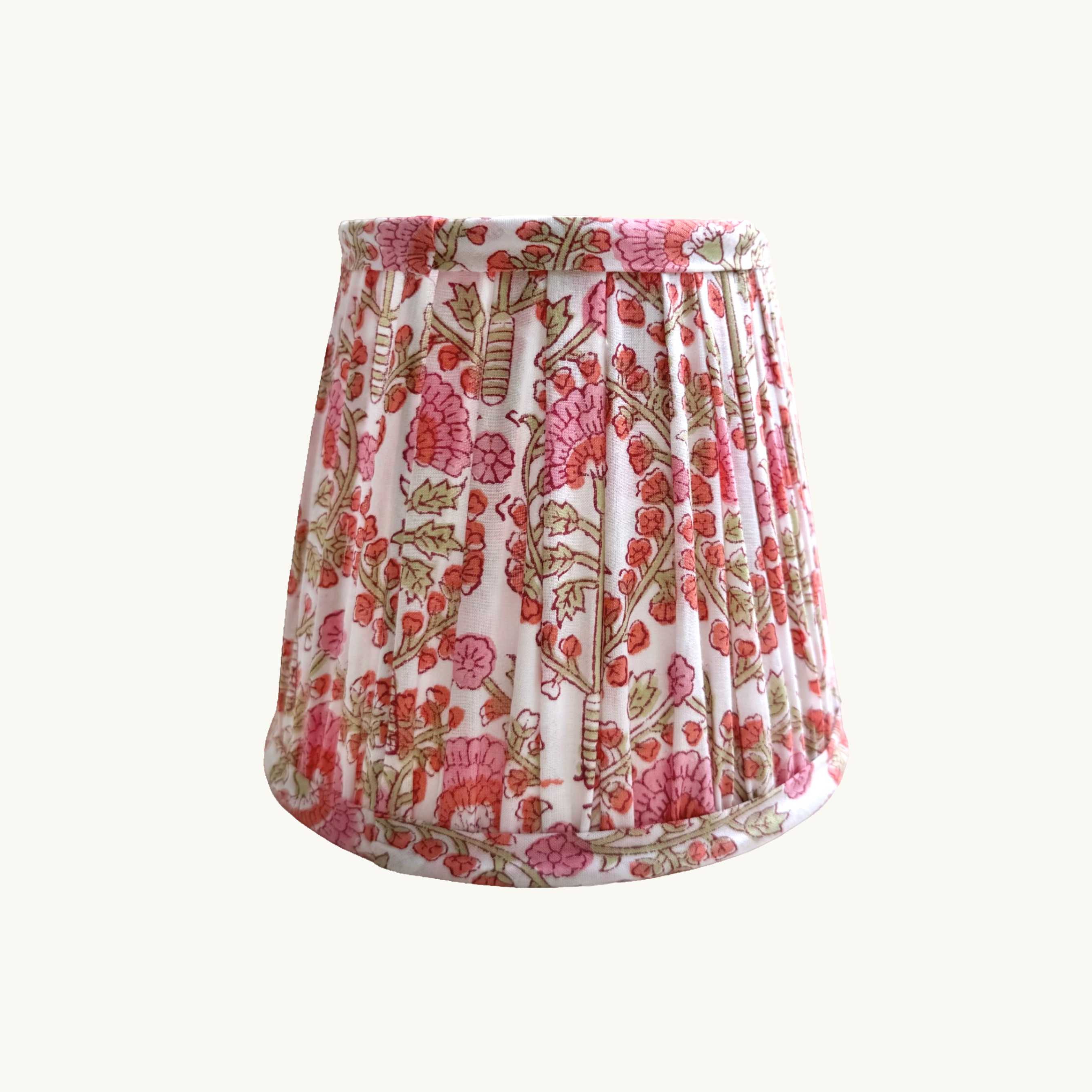 Pink Freya Handblocked Gathered Lampshade