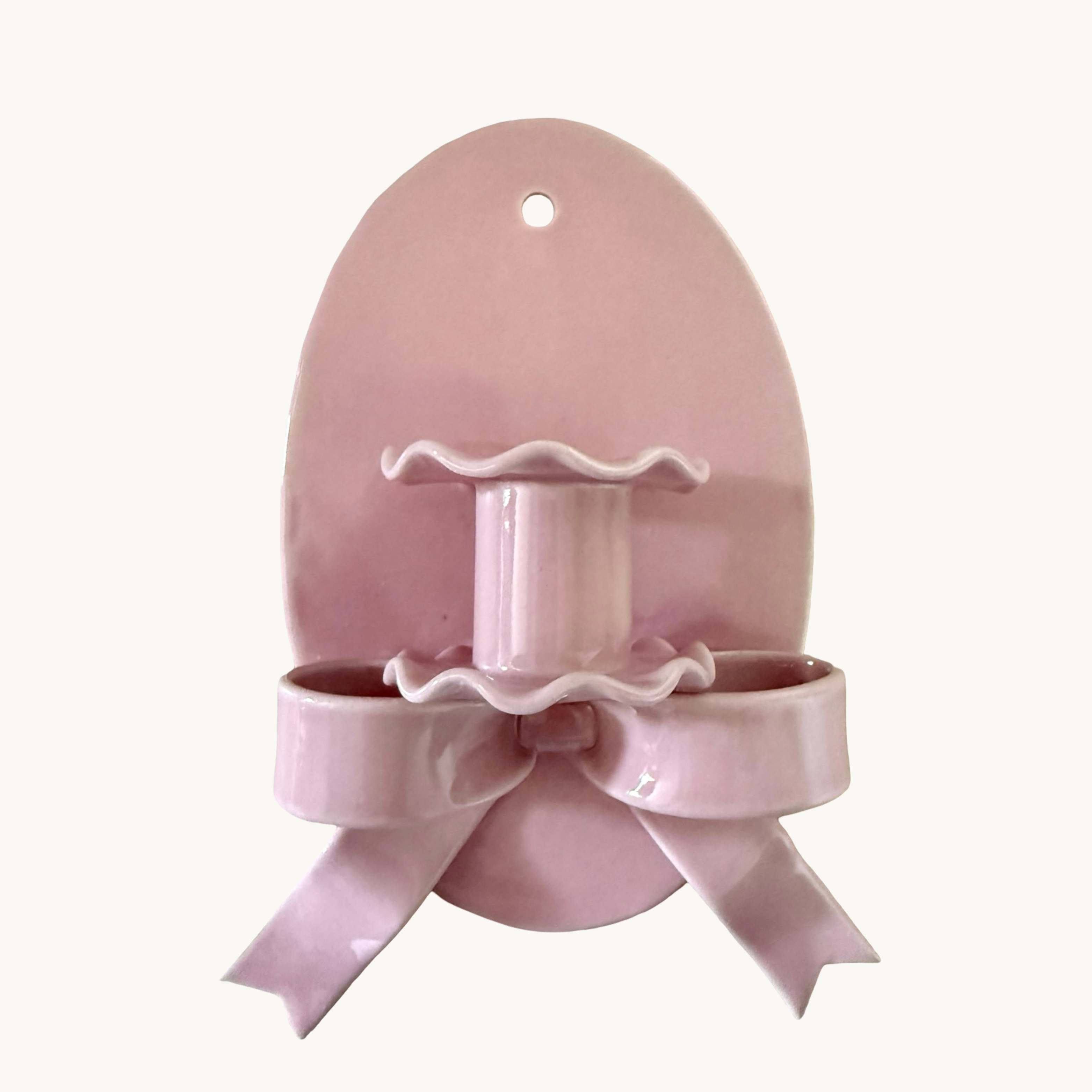 Pink Frilled Bow Candle Sconce