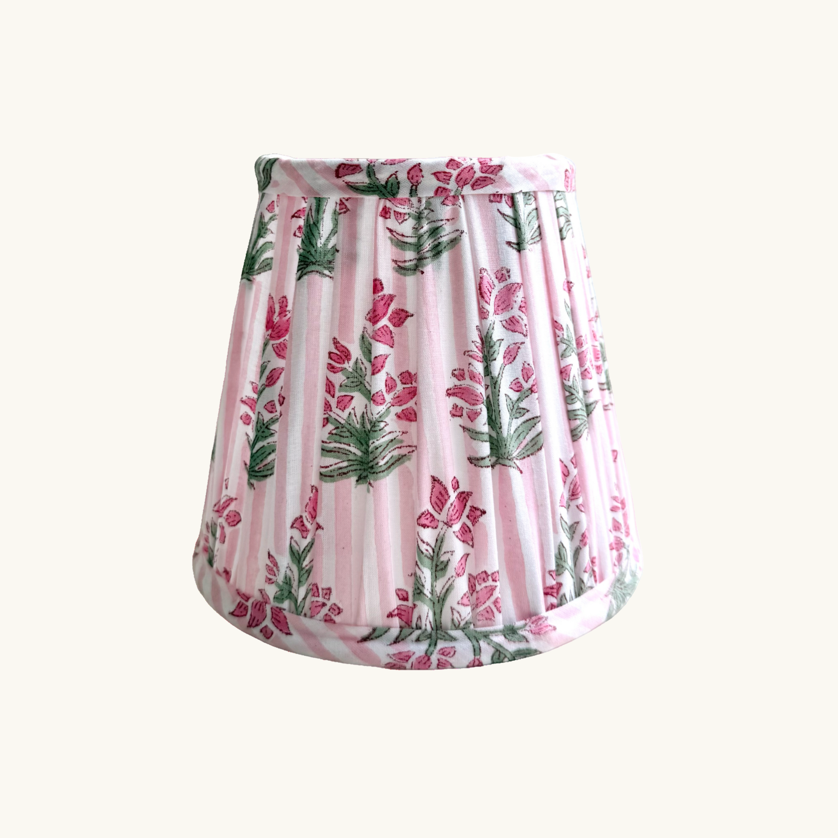 Pink Johari Handblocked Gathered Lampshade