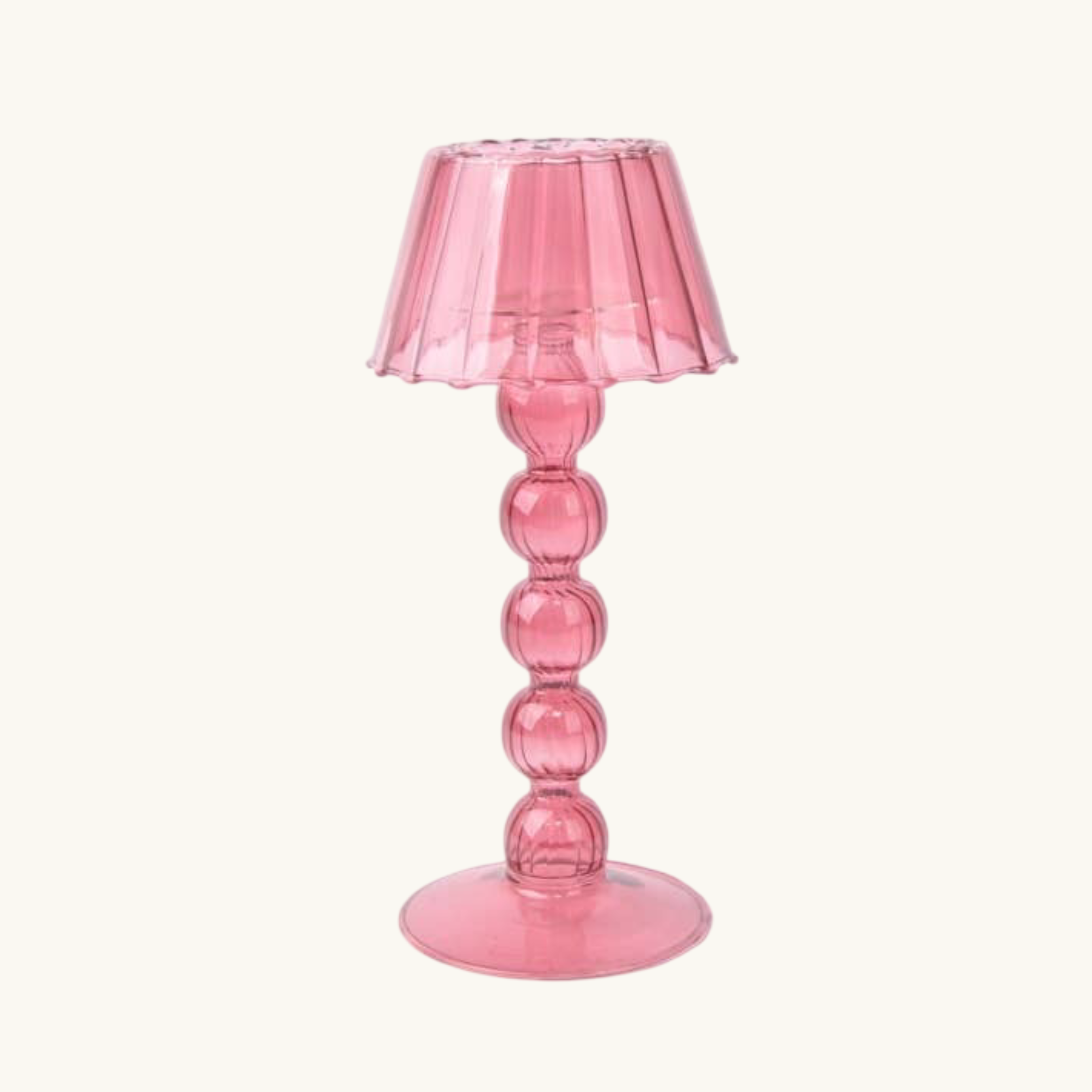 Pink Lamp-Style Glass Tealight Holder