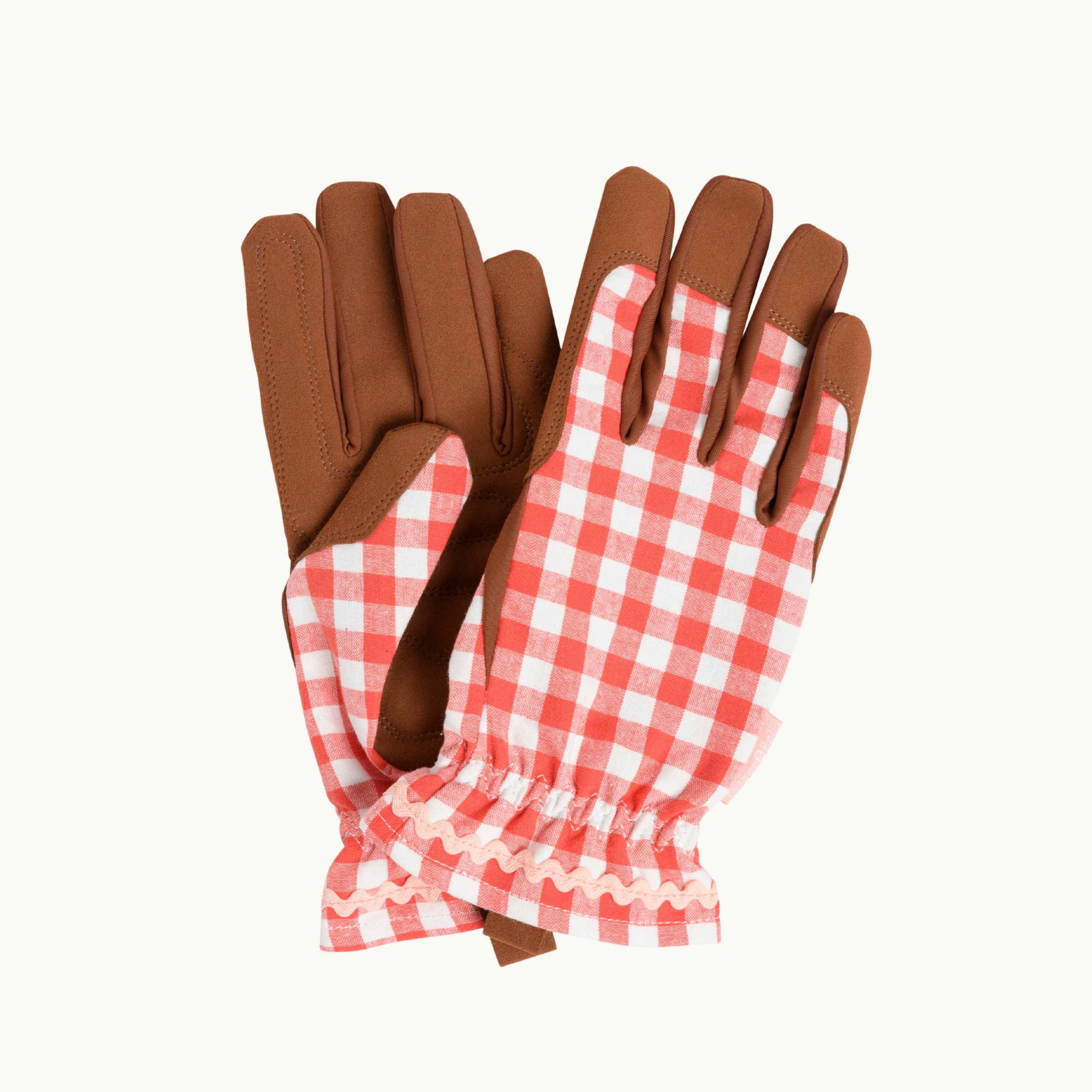 Red Gingham Checked Gardening Gloves