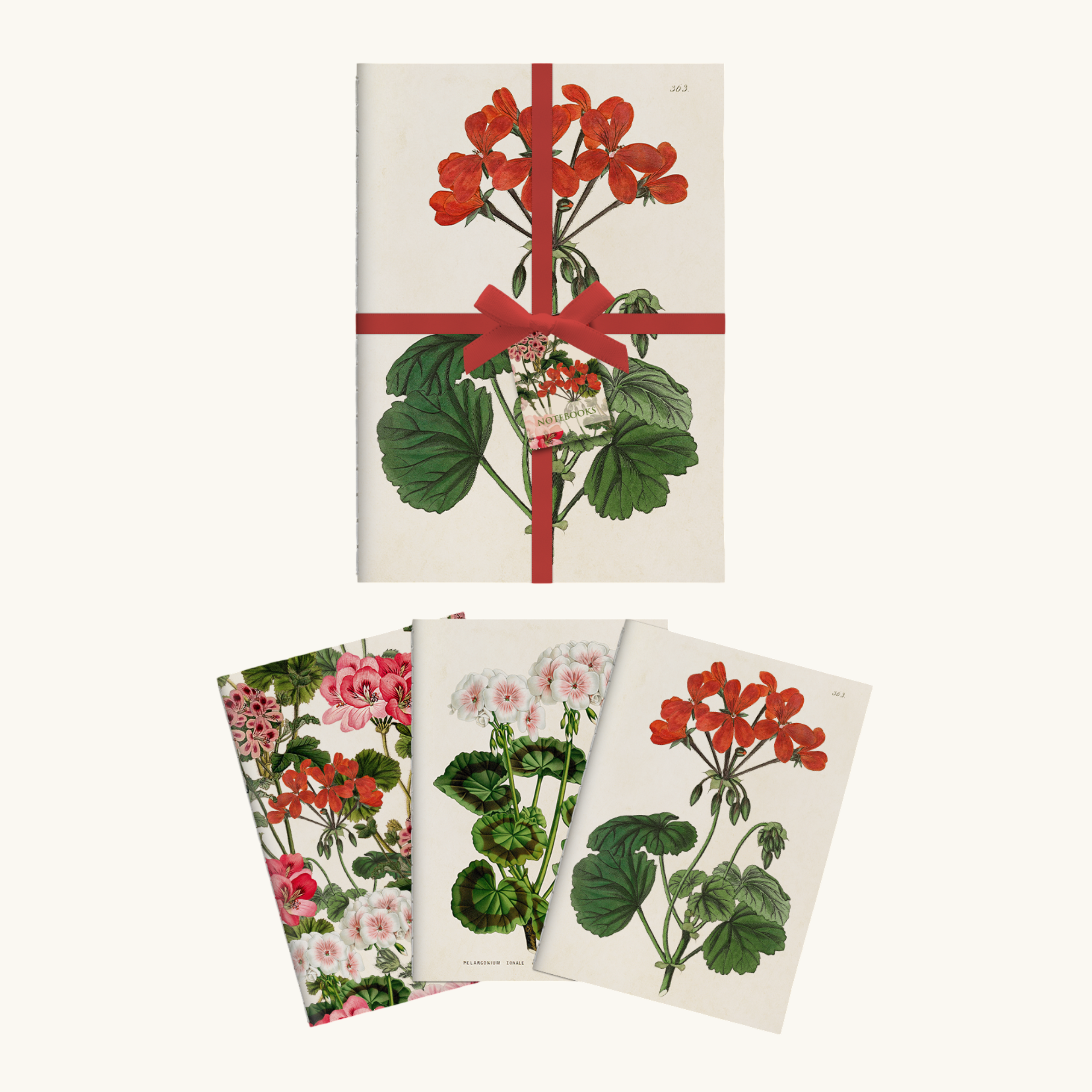 Set of 3 Geranium Notebooks