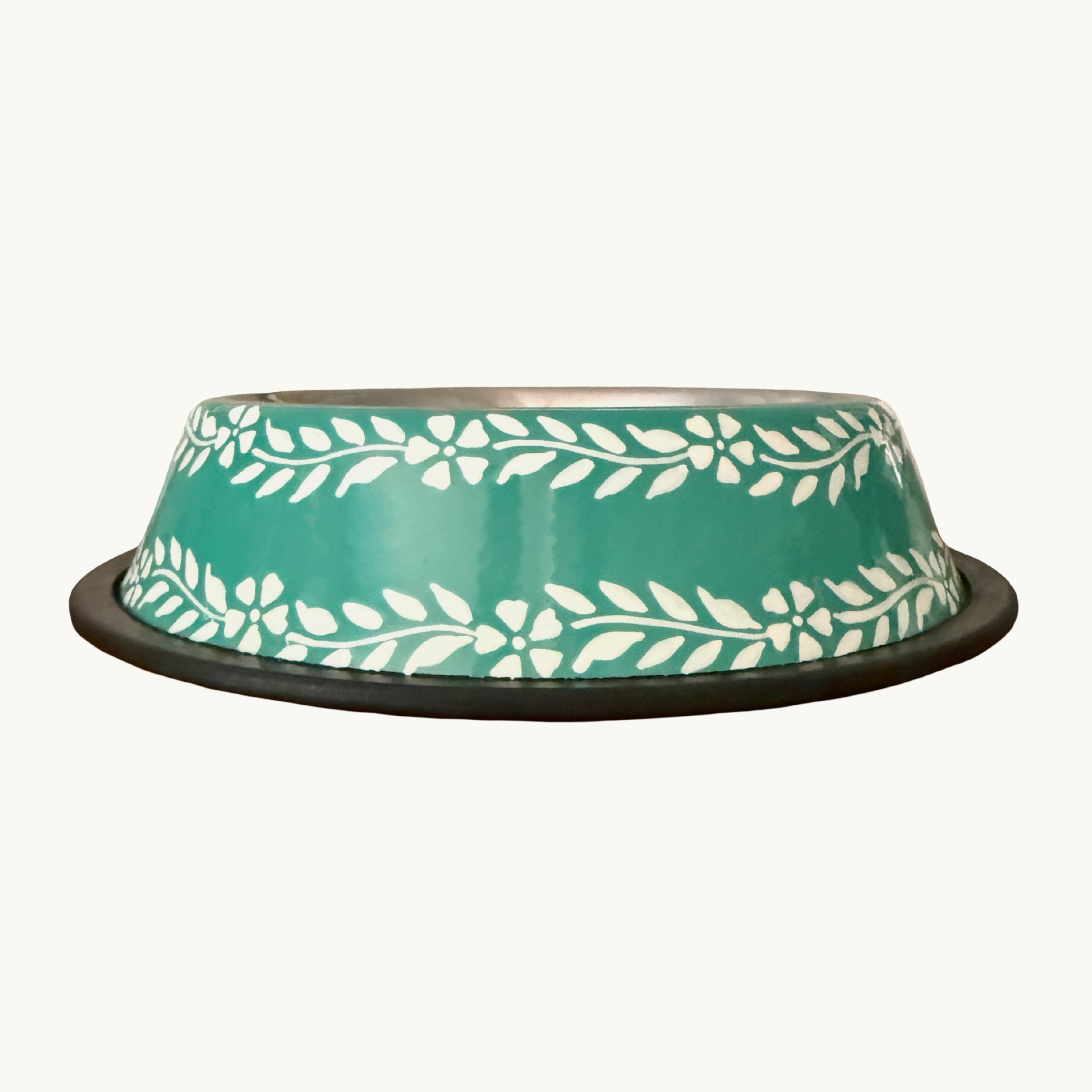 Teal Green Enamel Dog Bowl