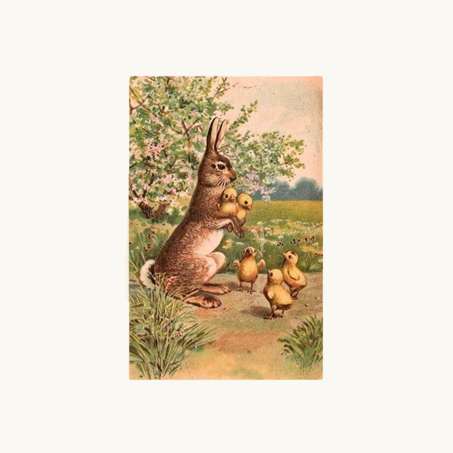 Vintage Easter Bunny and Chicks Postcard