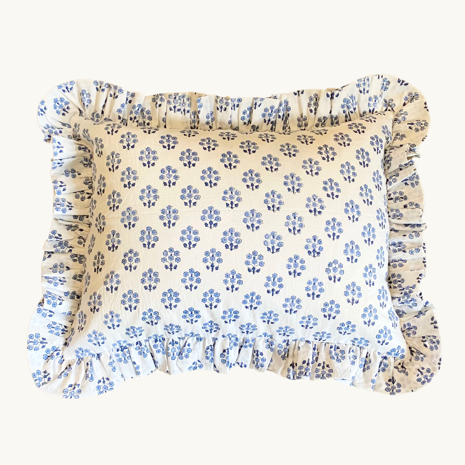 Blue Daphne Frilled Cushion