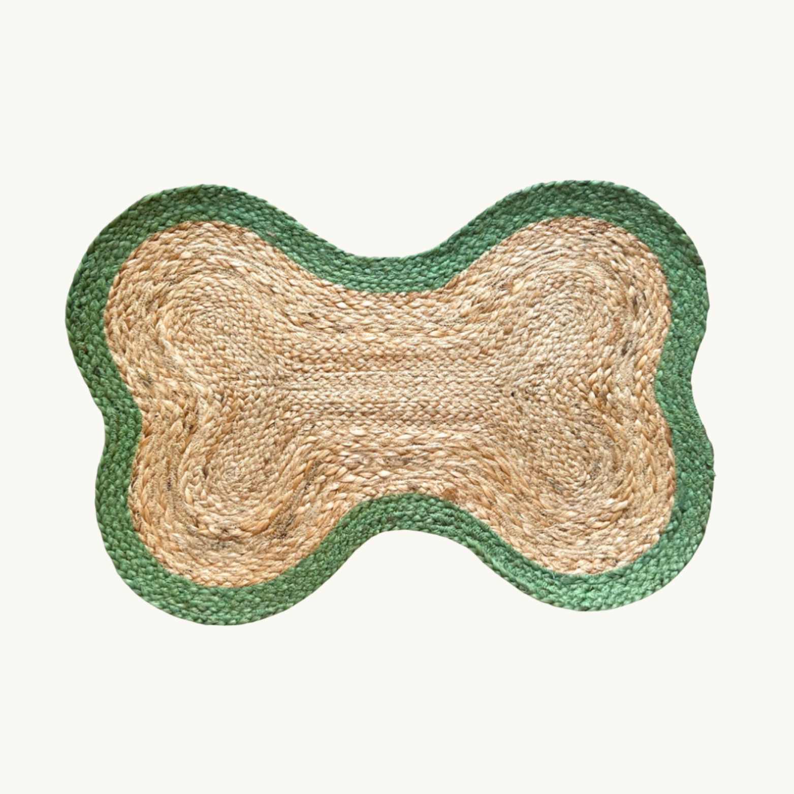 Green Jute Dog Bone Mat