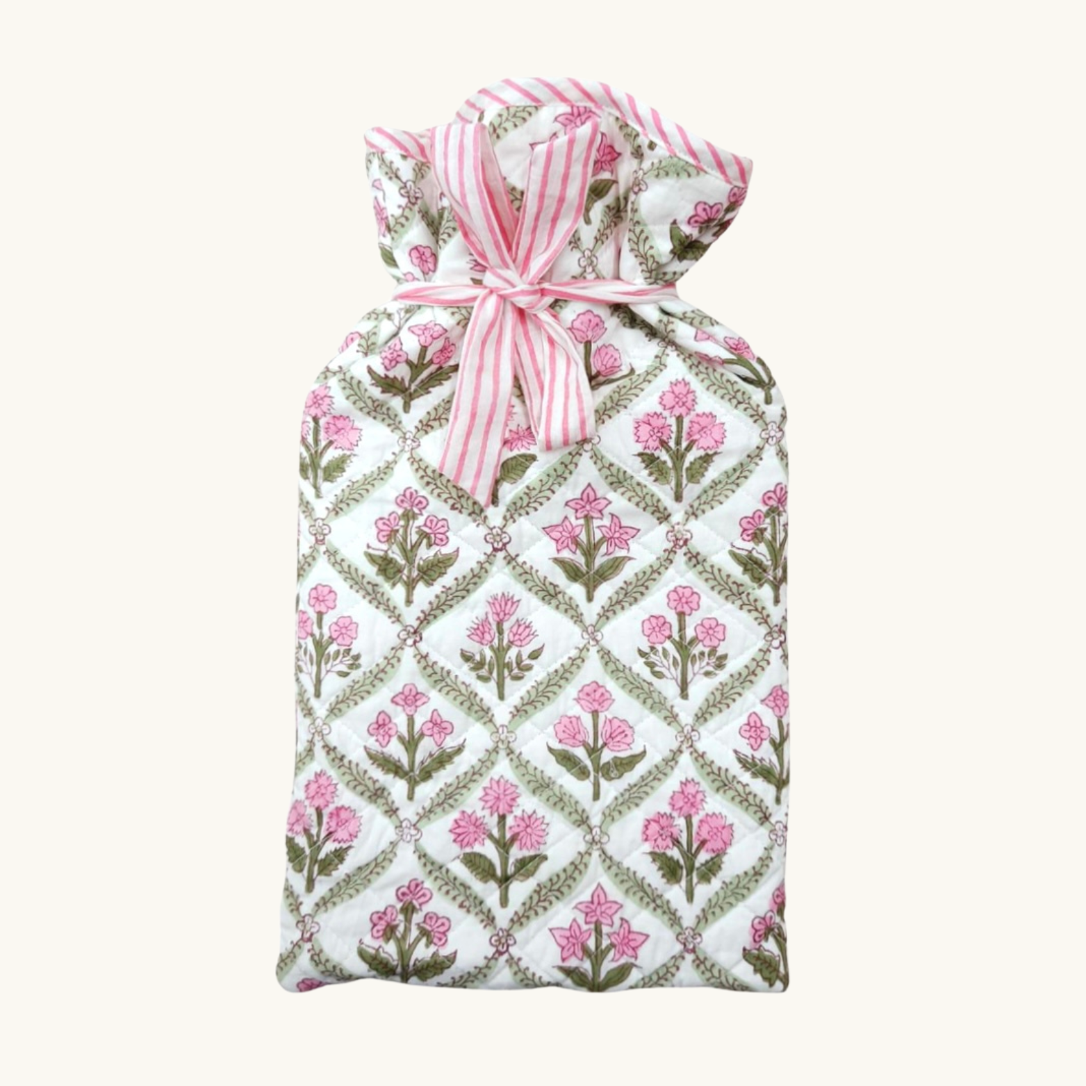Pink and Green Trellis Hot Water Bottle