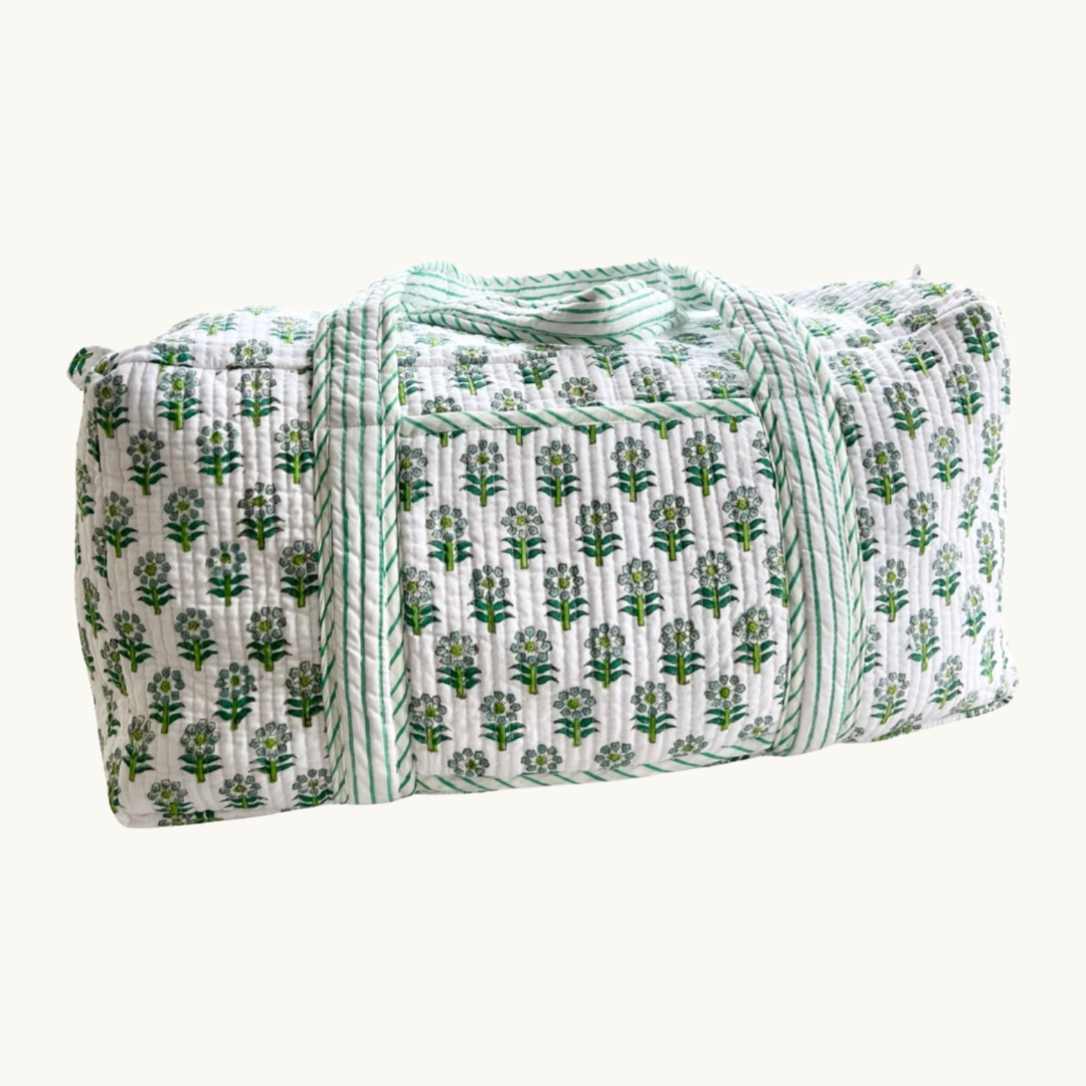 Green Daisy Handblocked Weekend Bag
