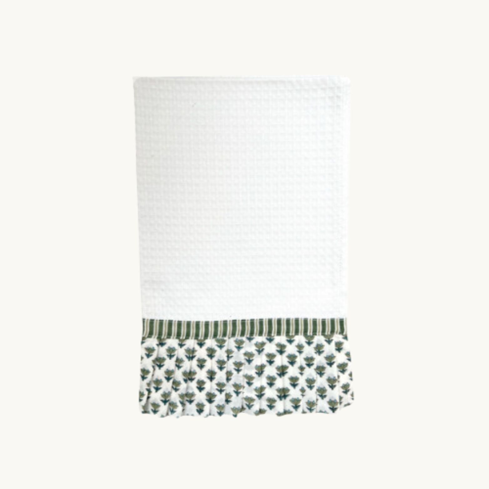 Green Frilled Waffle Hand Towel