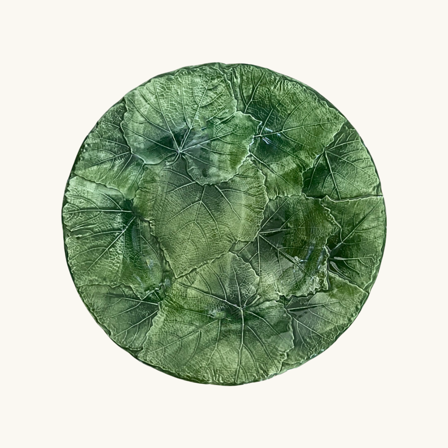 Green Vine Leaf Large Serving Plate