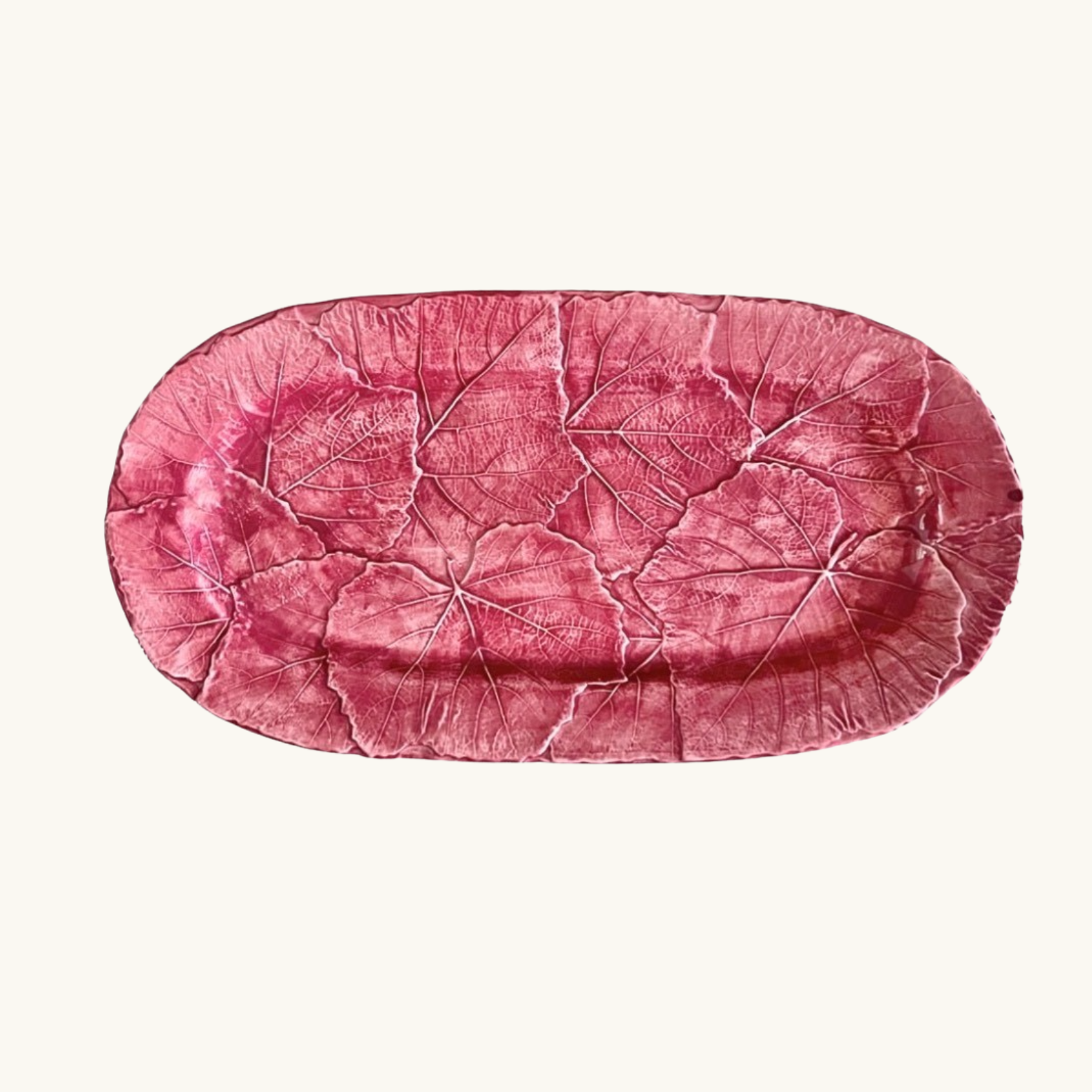 Pink Vine Leaf Long Platter Medium