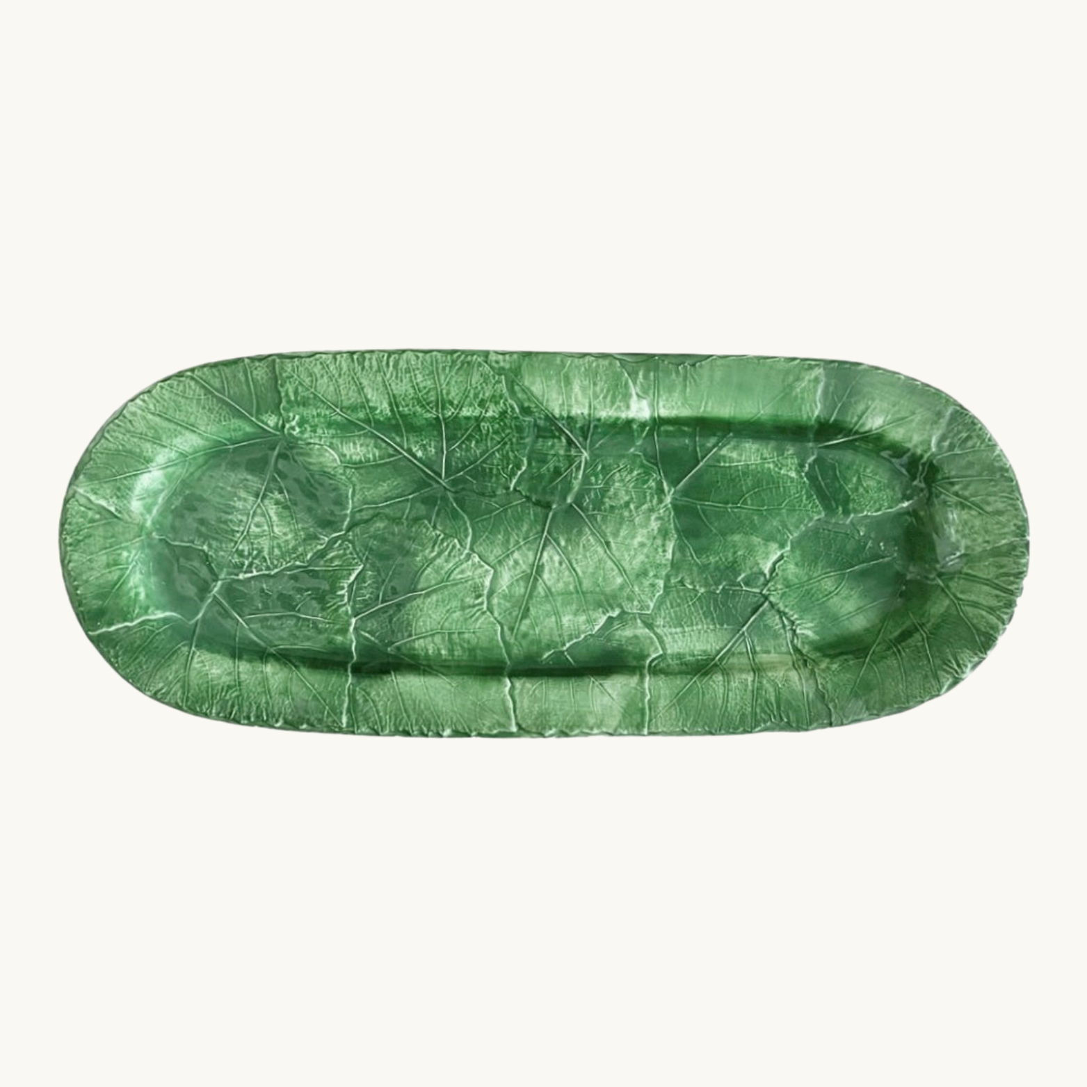 Green Vine Leaf Long Platter Small