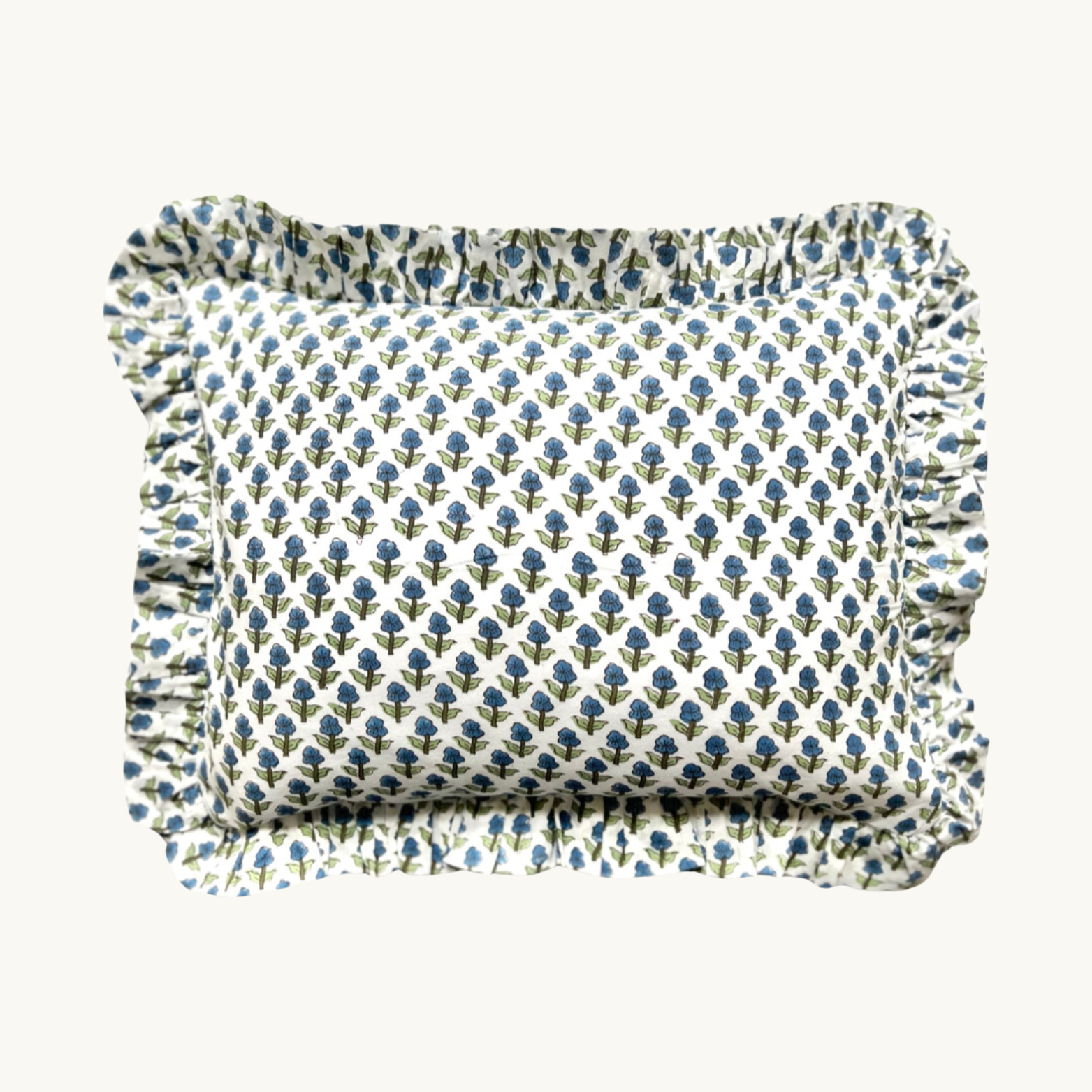 Blue Millie Frilled Cushion