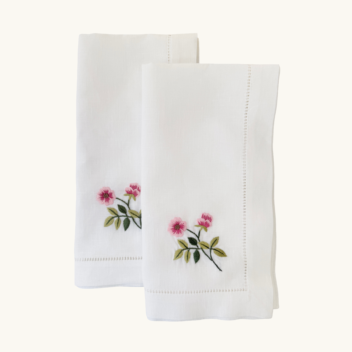 Wild Rose Embroidered Napkins (Set of 2)