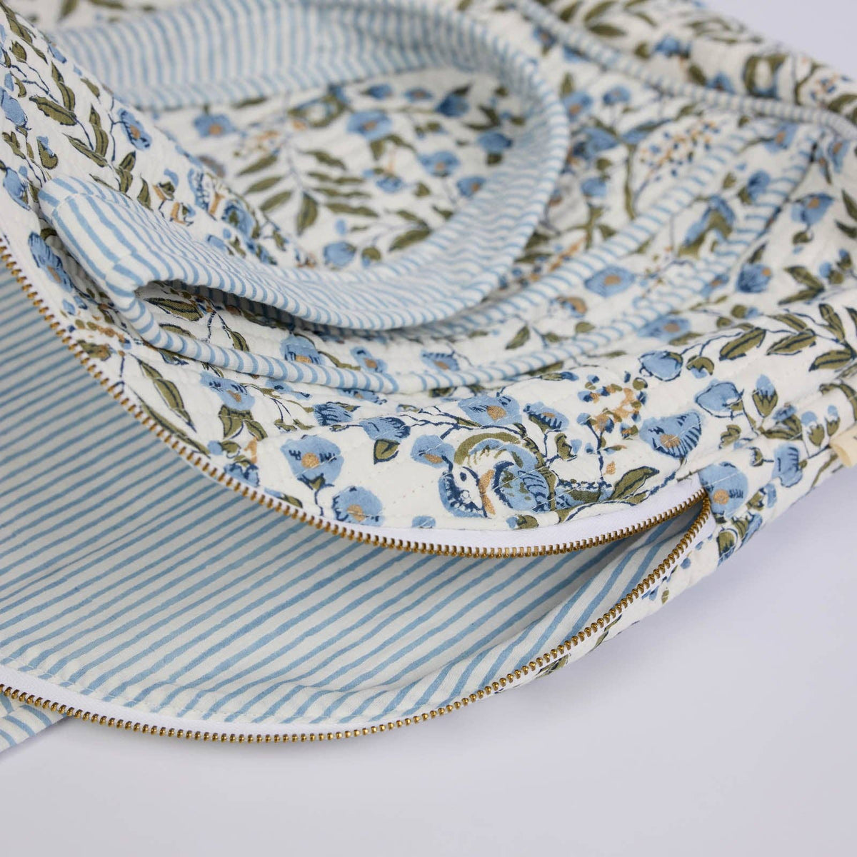 Blue Songbird Quilted Shopping Tote