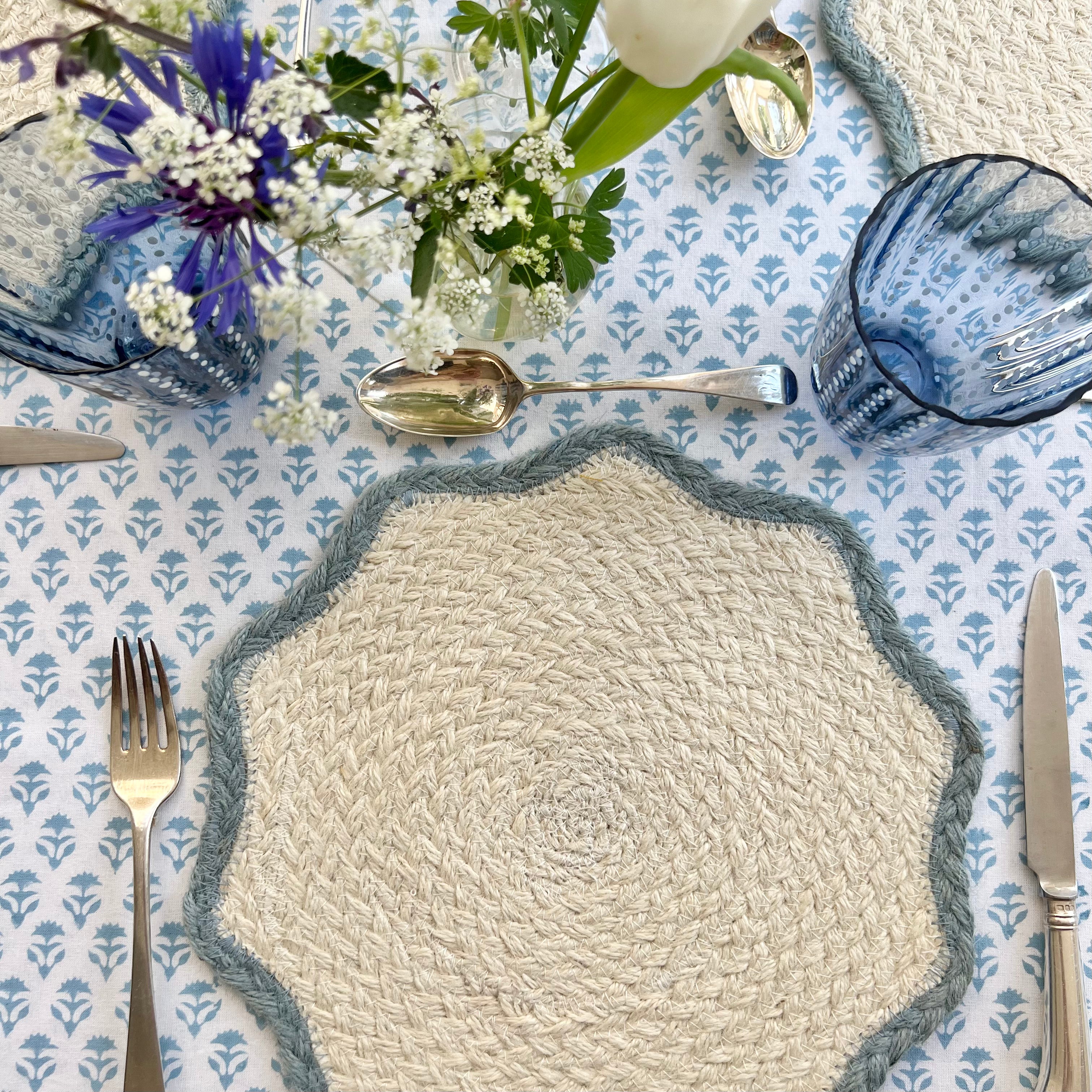 Dusty Blue Scalloped Placemat