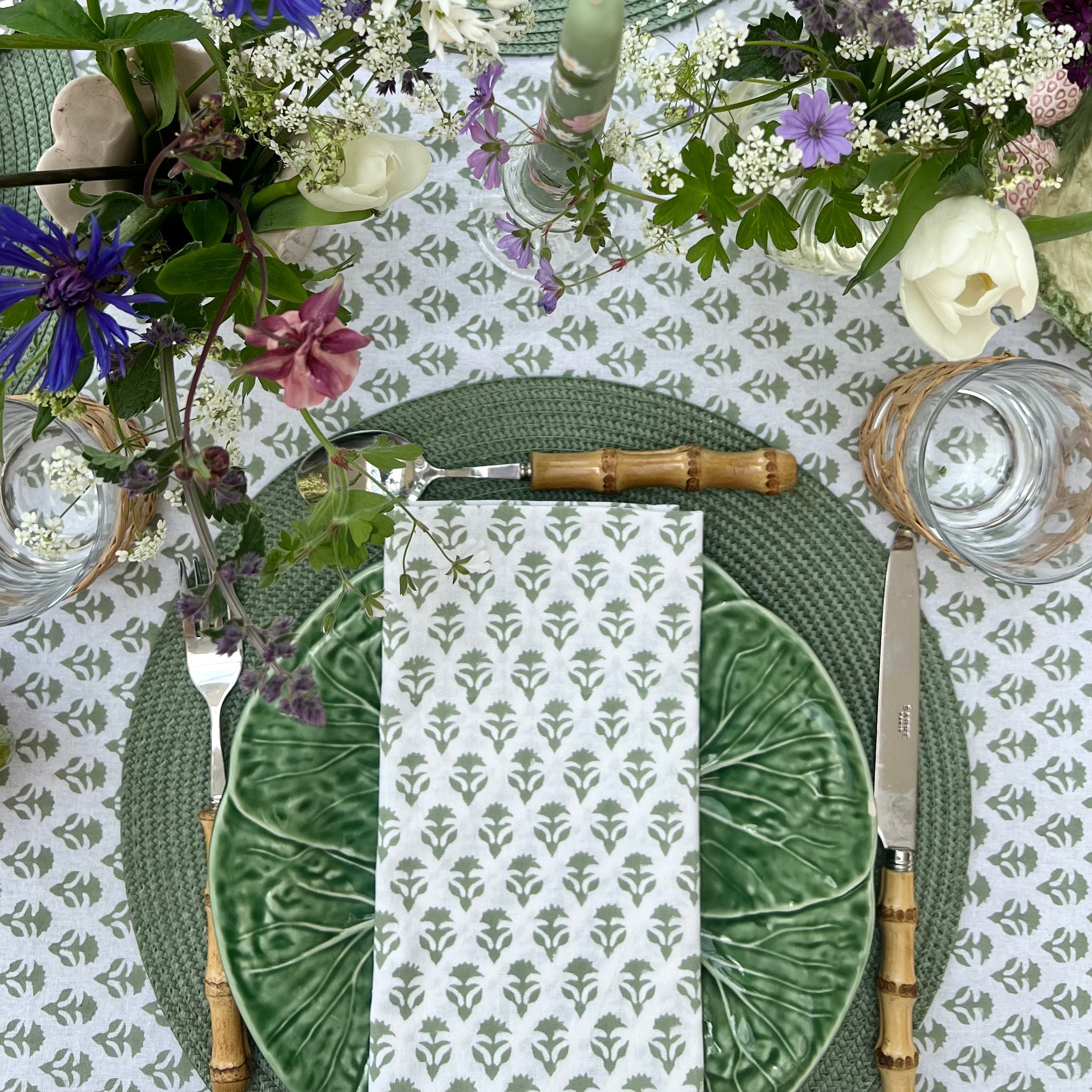 Sage Green Carnation  Napkins