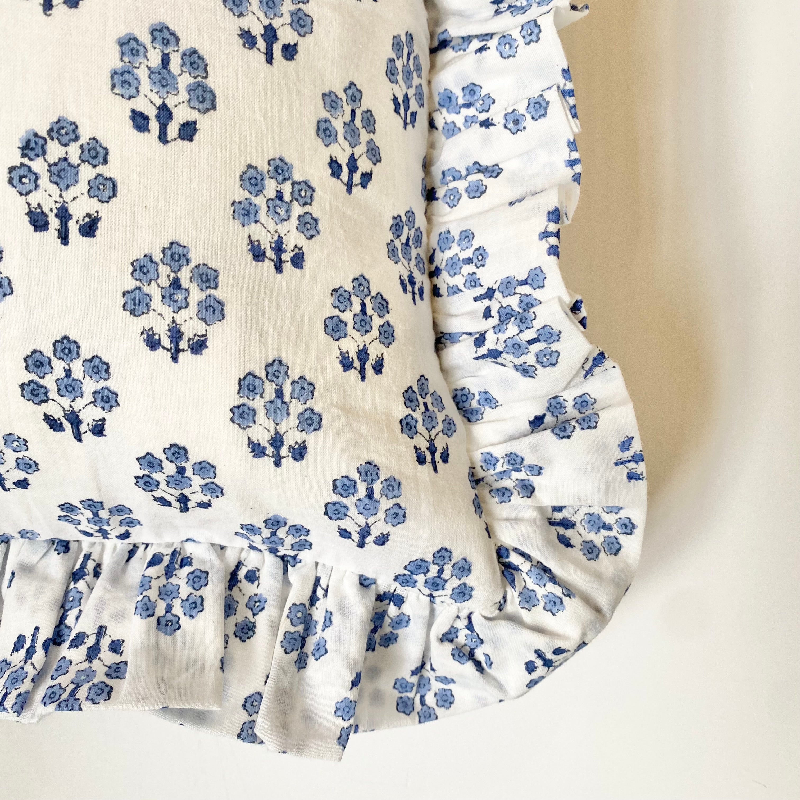Blue Daphne Frilled Cushion