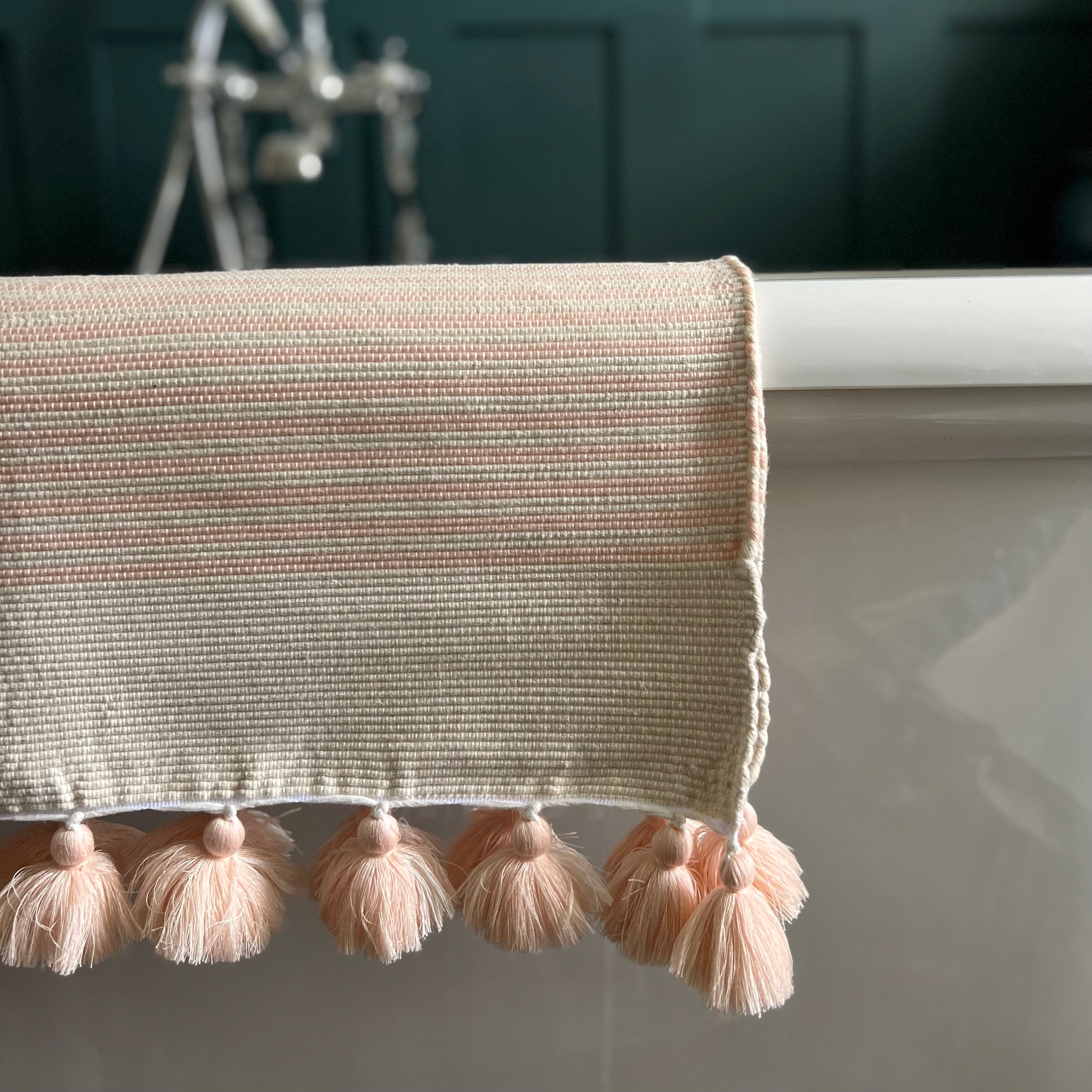 Apricot Handwoven Tasselled Bath Mat