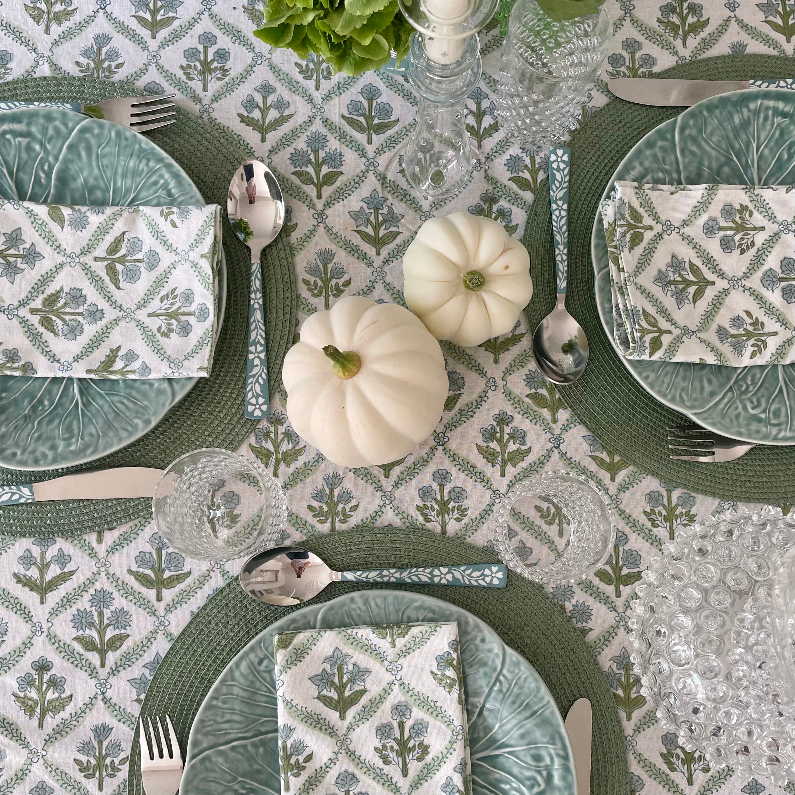 Blue and Green Trellis Napkins