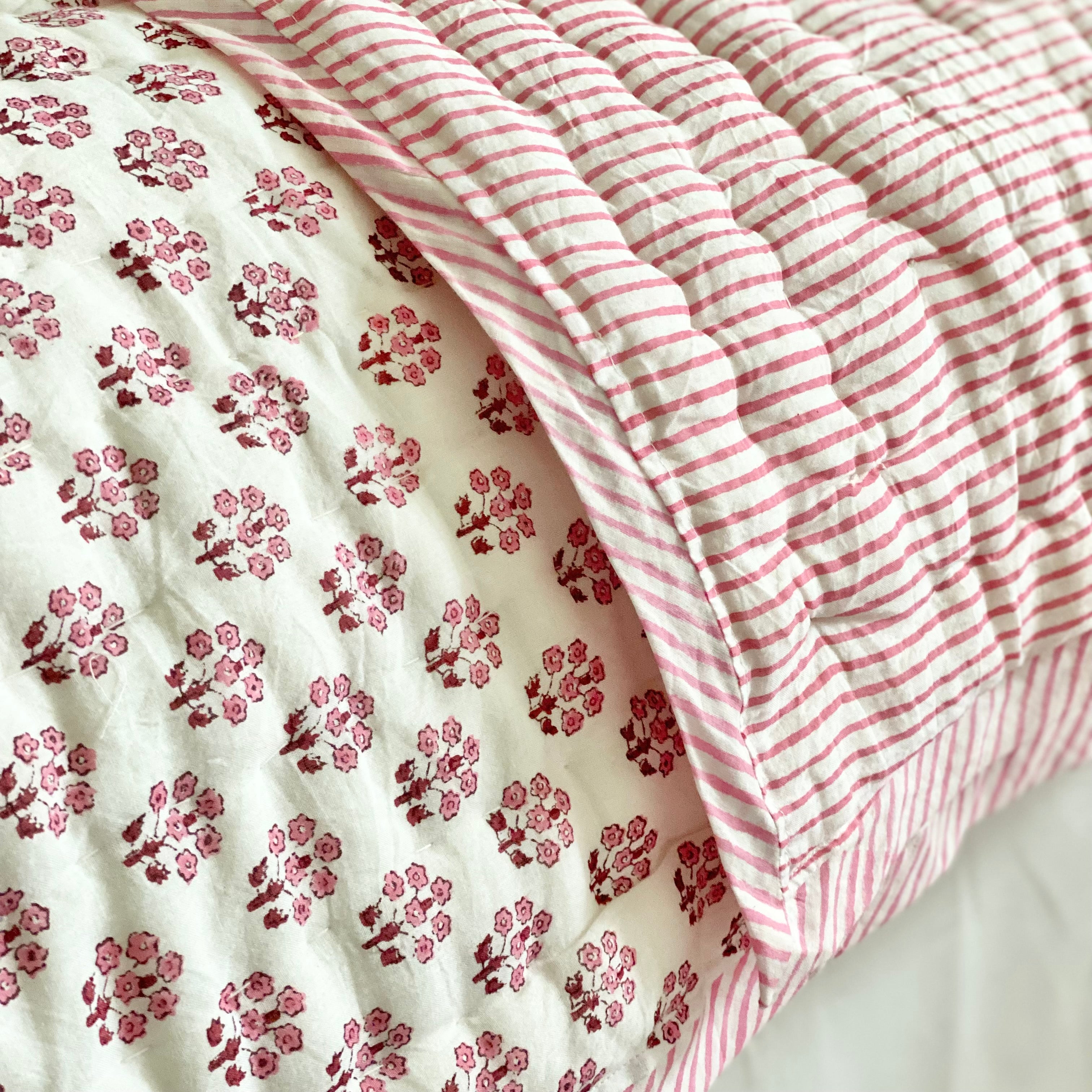 Pink Daphne Handblocked Quilt