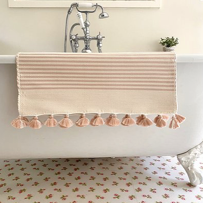 Blush Handwoven Tasselled Bath Mat