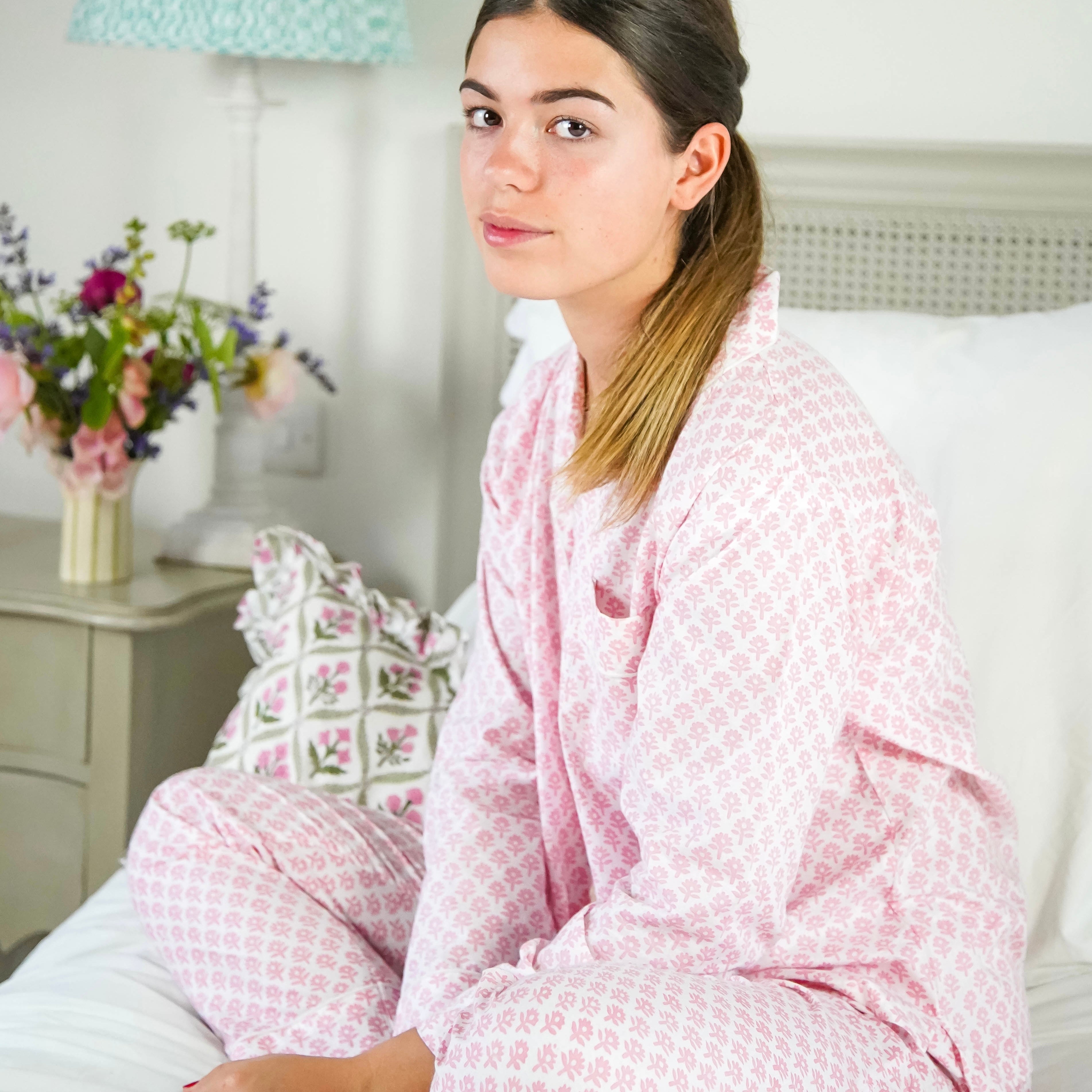 Pink Flower Bhuti Long Pyjamas