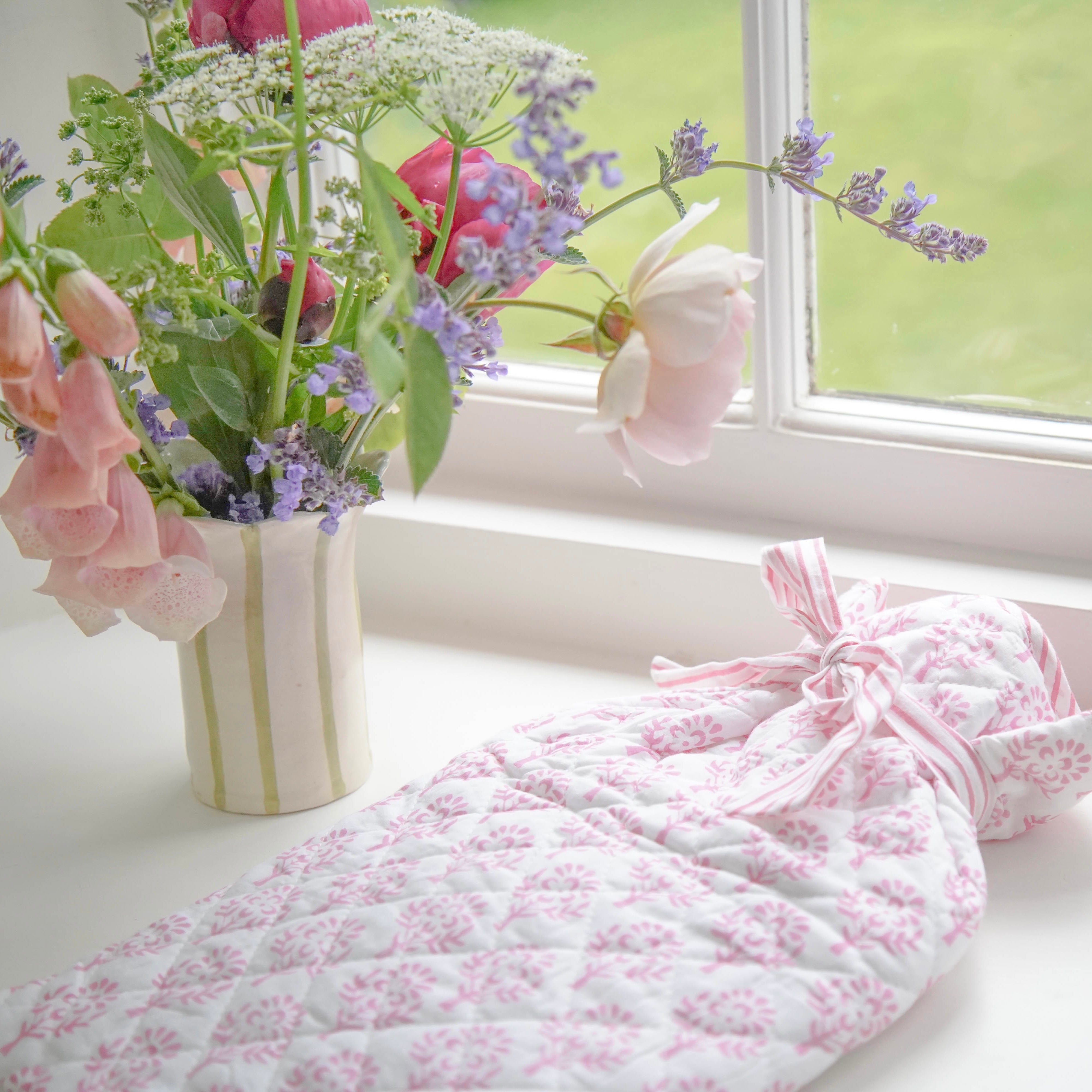 Pink Sprig Hot Water Bottle
