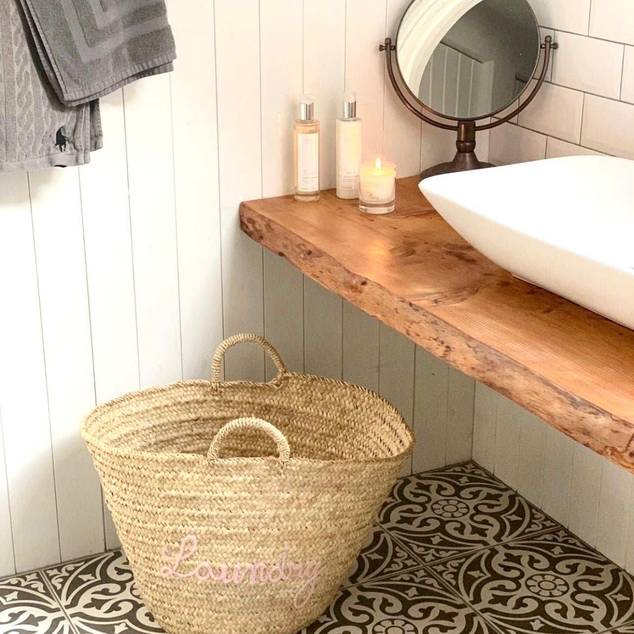 Rustic Round Laundry Basket