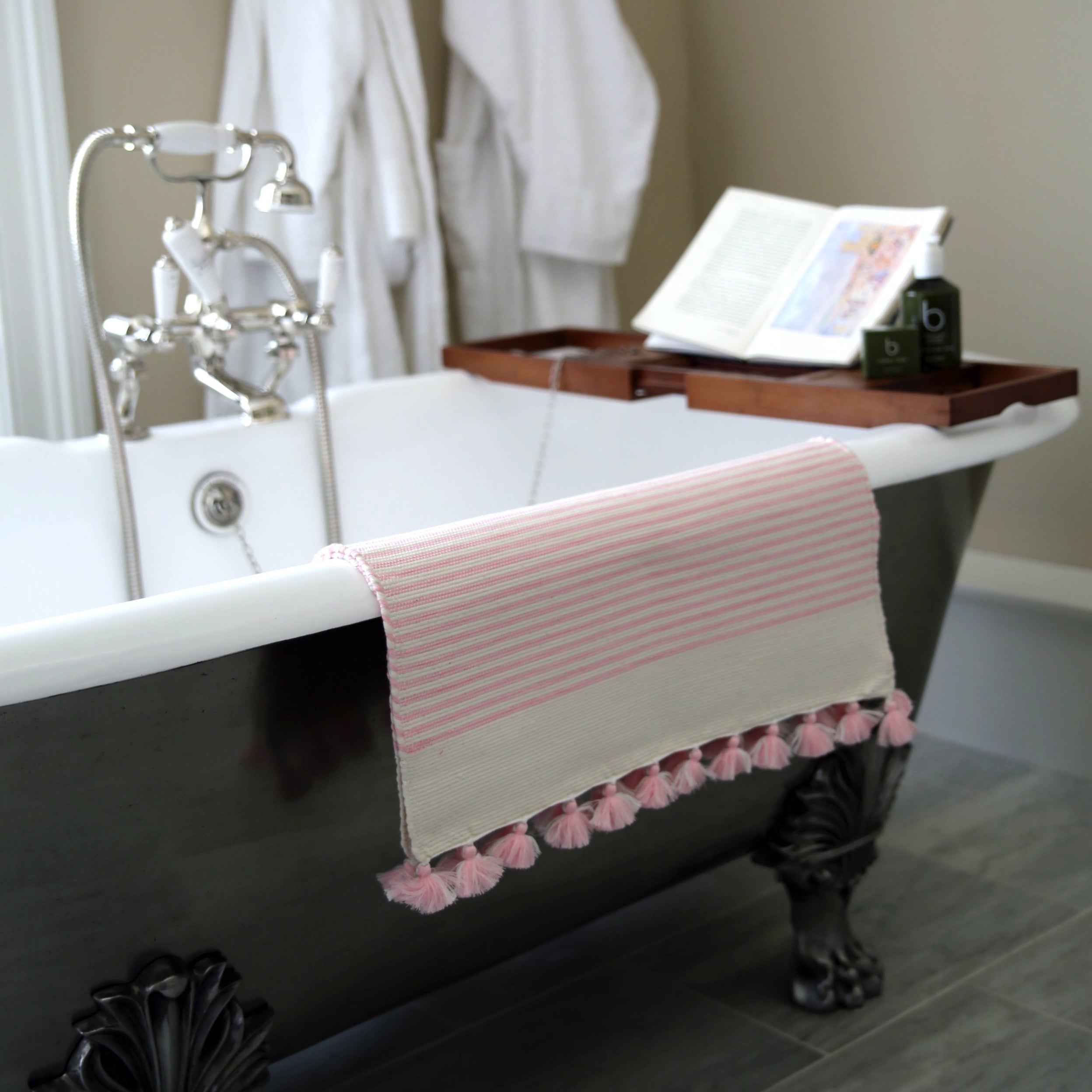 Candy Pink Handwoven Tasselled Bath Mat