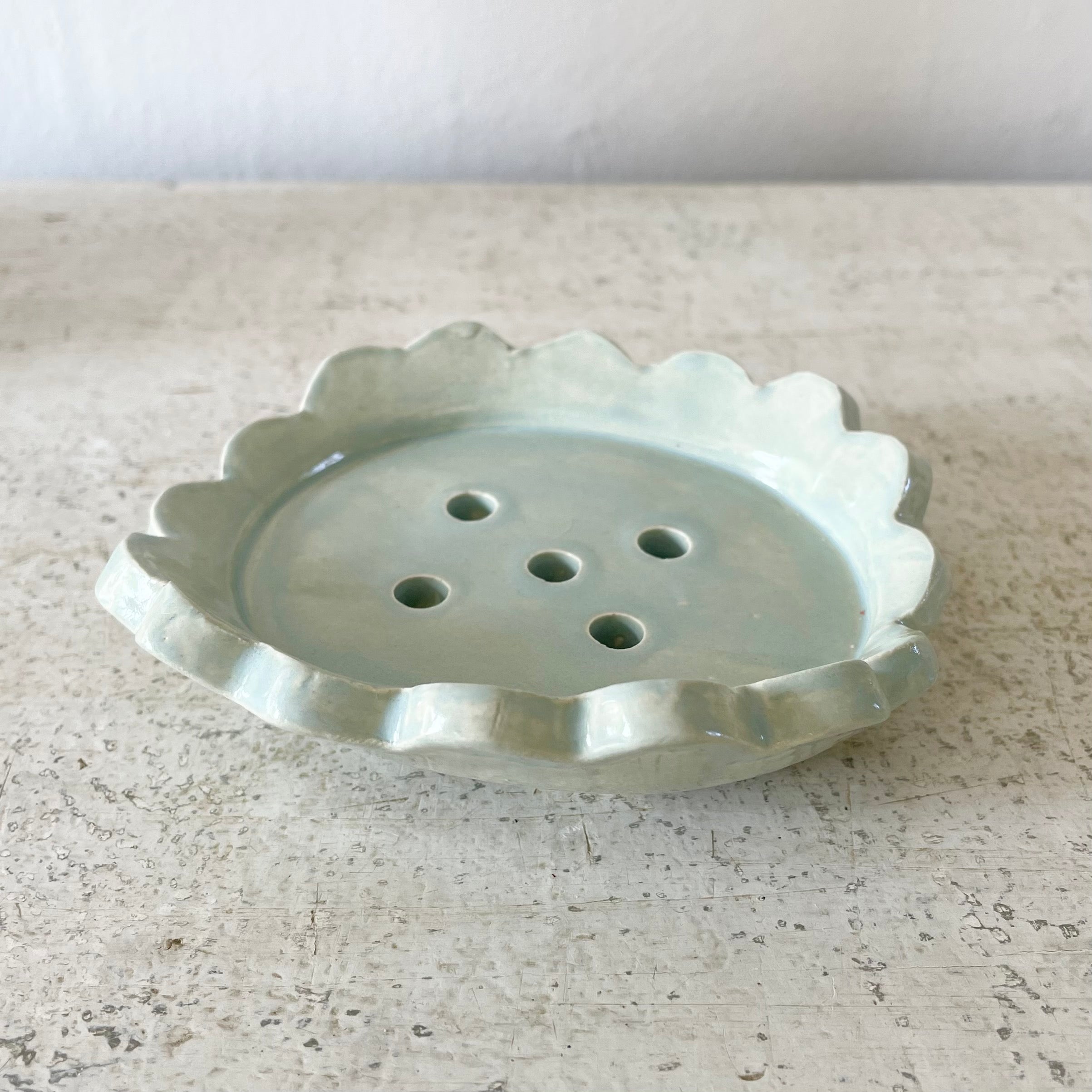 Sage Green Scalloped Soap Dish